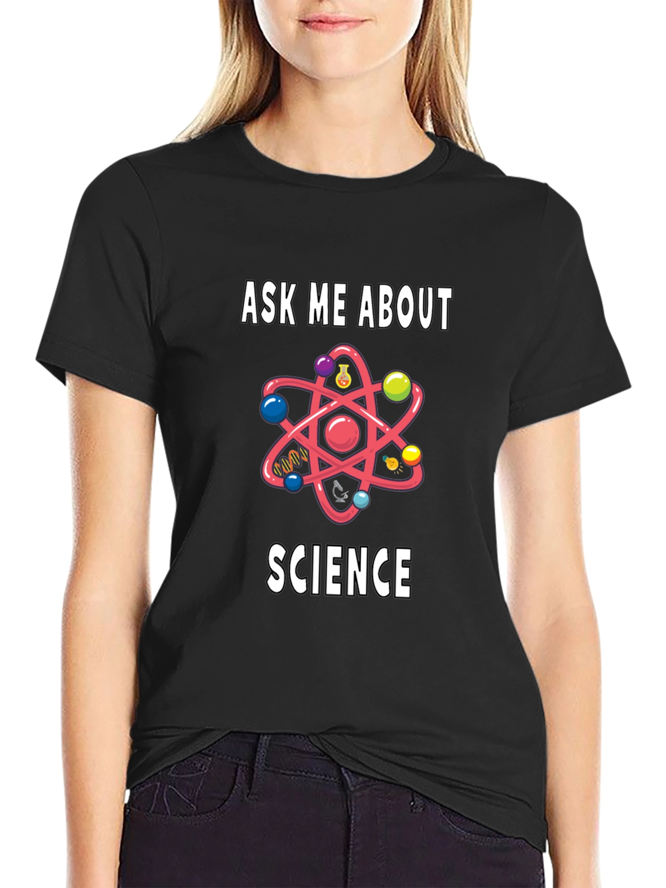 Ask Me About Science T-Shirt - Geeky Atom Design