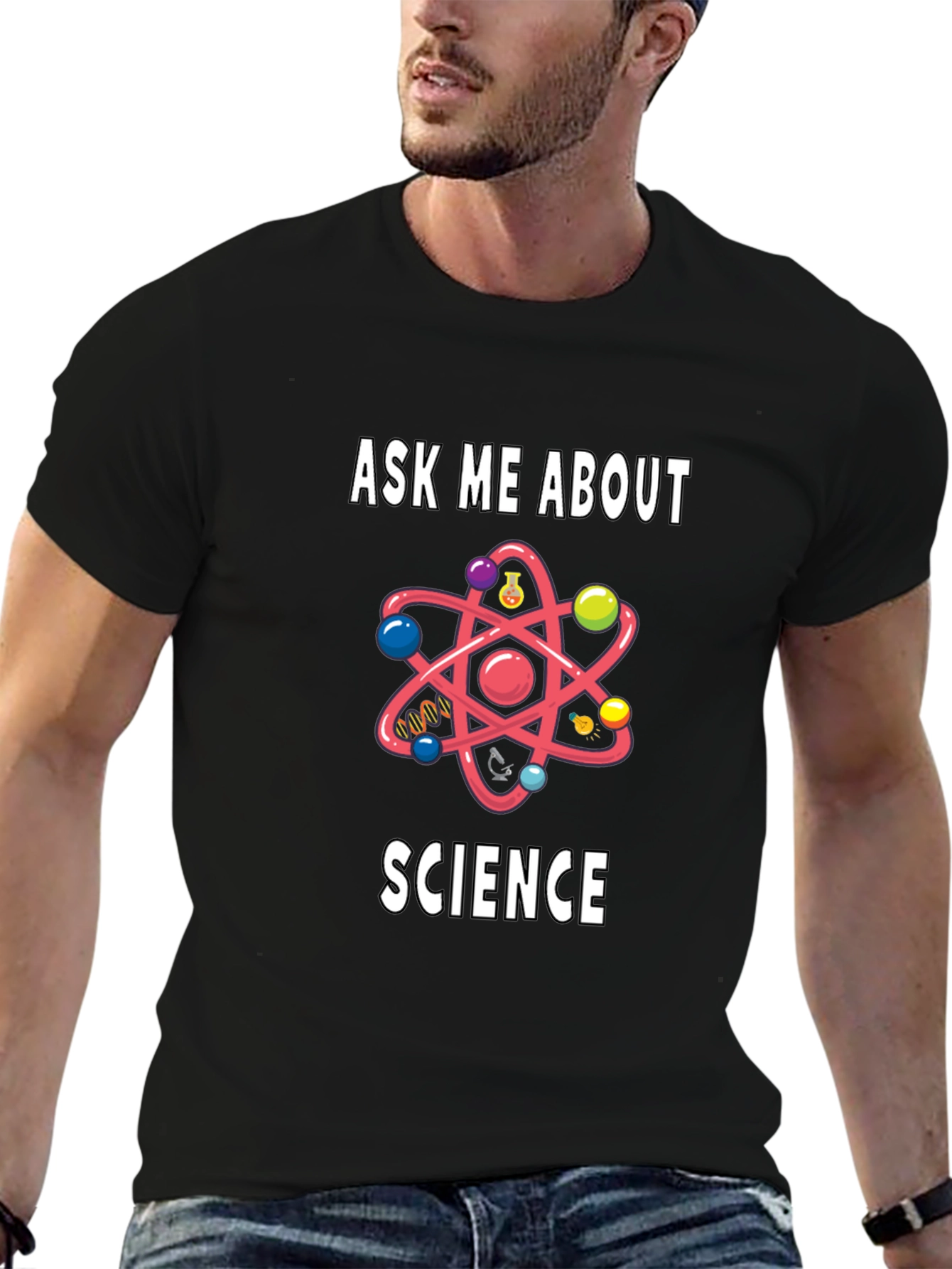 Ask Me About Science T-Shirt - Geeky Atom Design