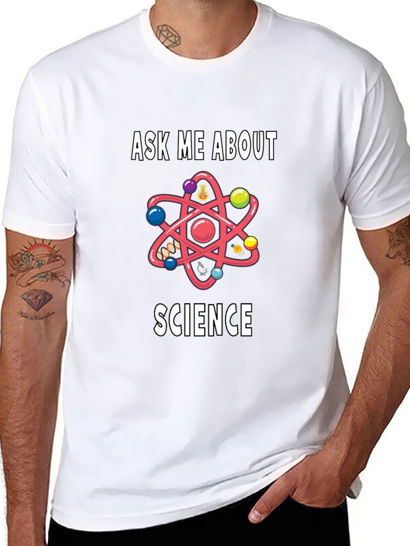 Ask Me About Science T-Shirt - Geeky Atom Design