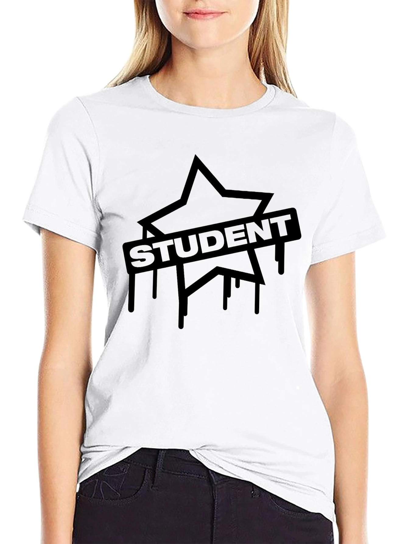 Student Star Graphic Black T-Shirt