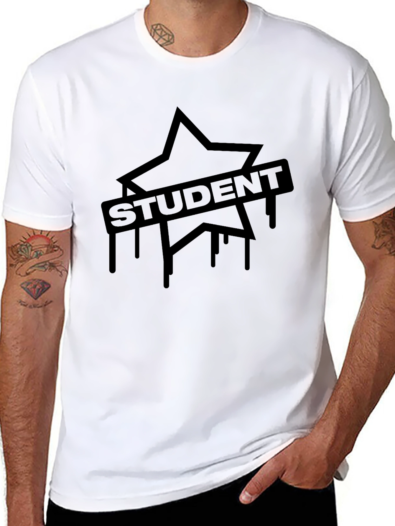 Student Star Graphic Black T-Shirt