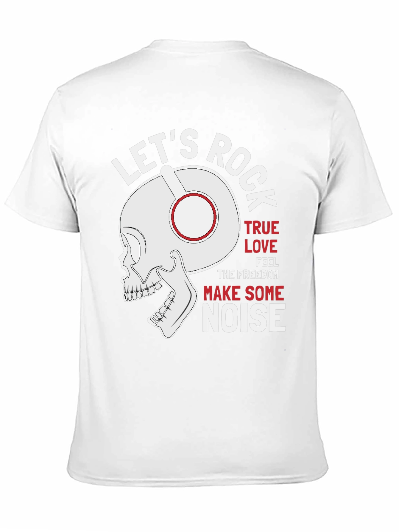 Lets Rock T-Shirt - Skull with Headphones Graphic Tee