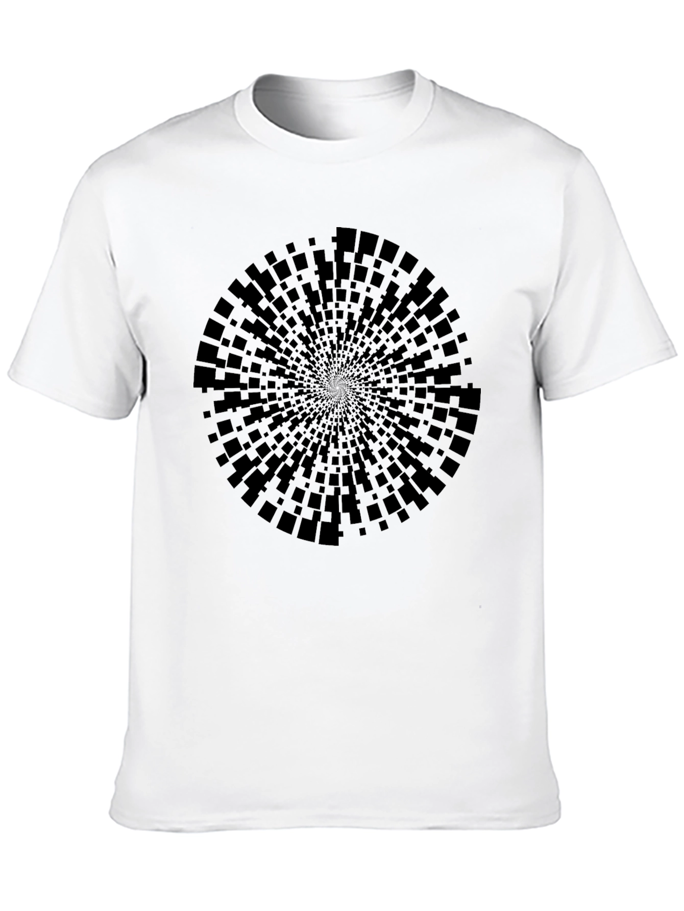 Abstract Square Pattern Black T-Shirt