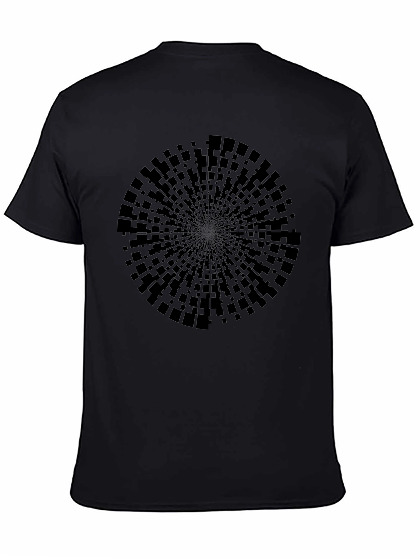 Abstract Square Pattern Black T-Shirt