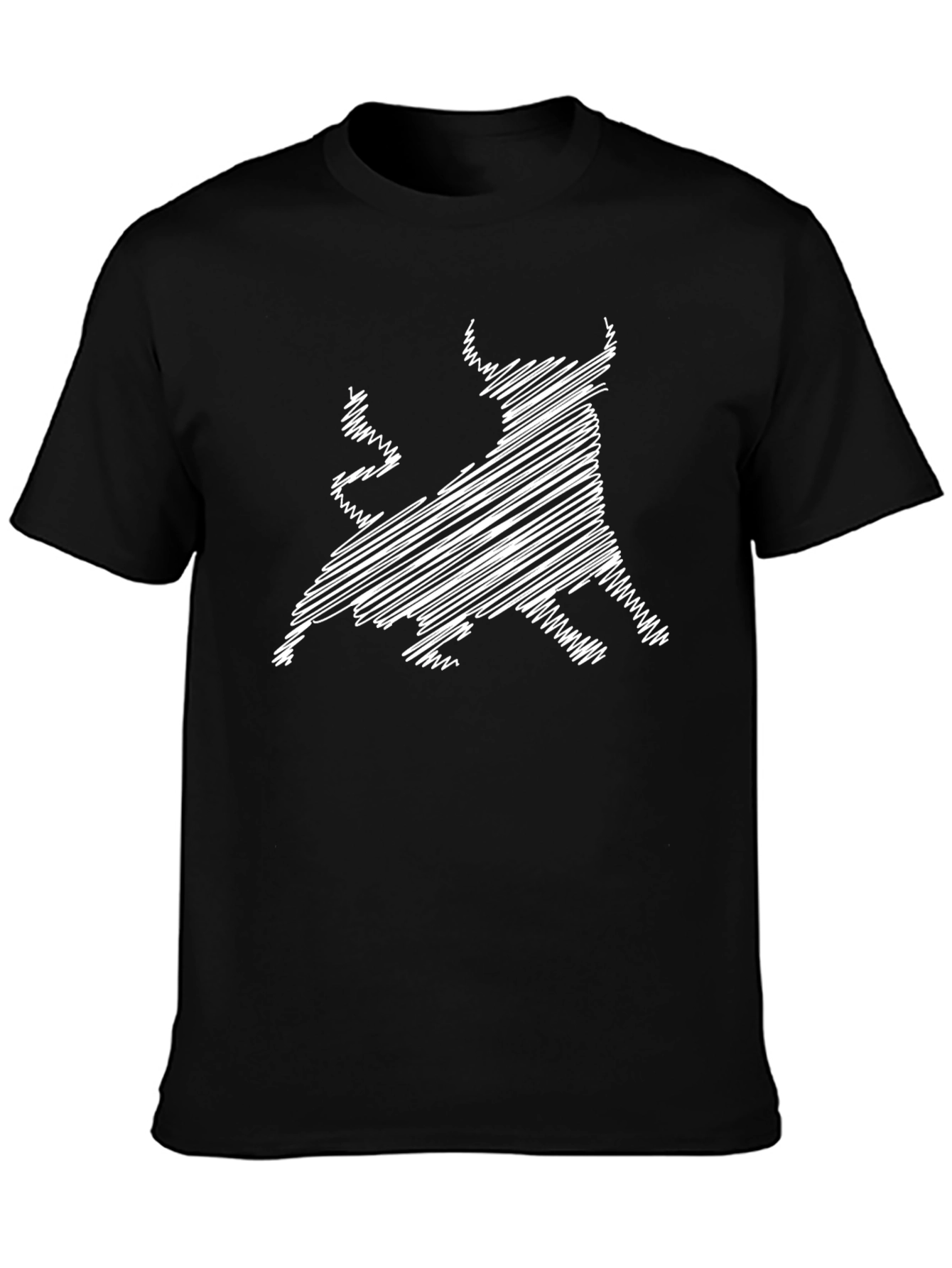 Bull Scribble Black T-Shirt - Stylish Mens Tee