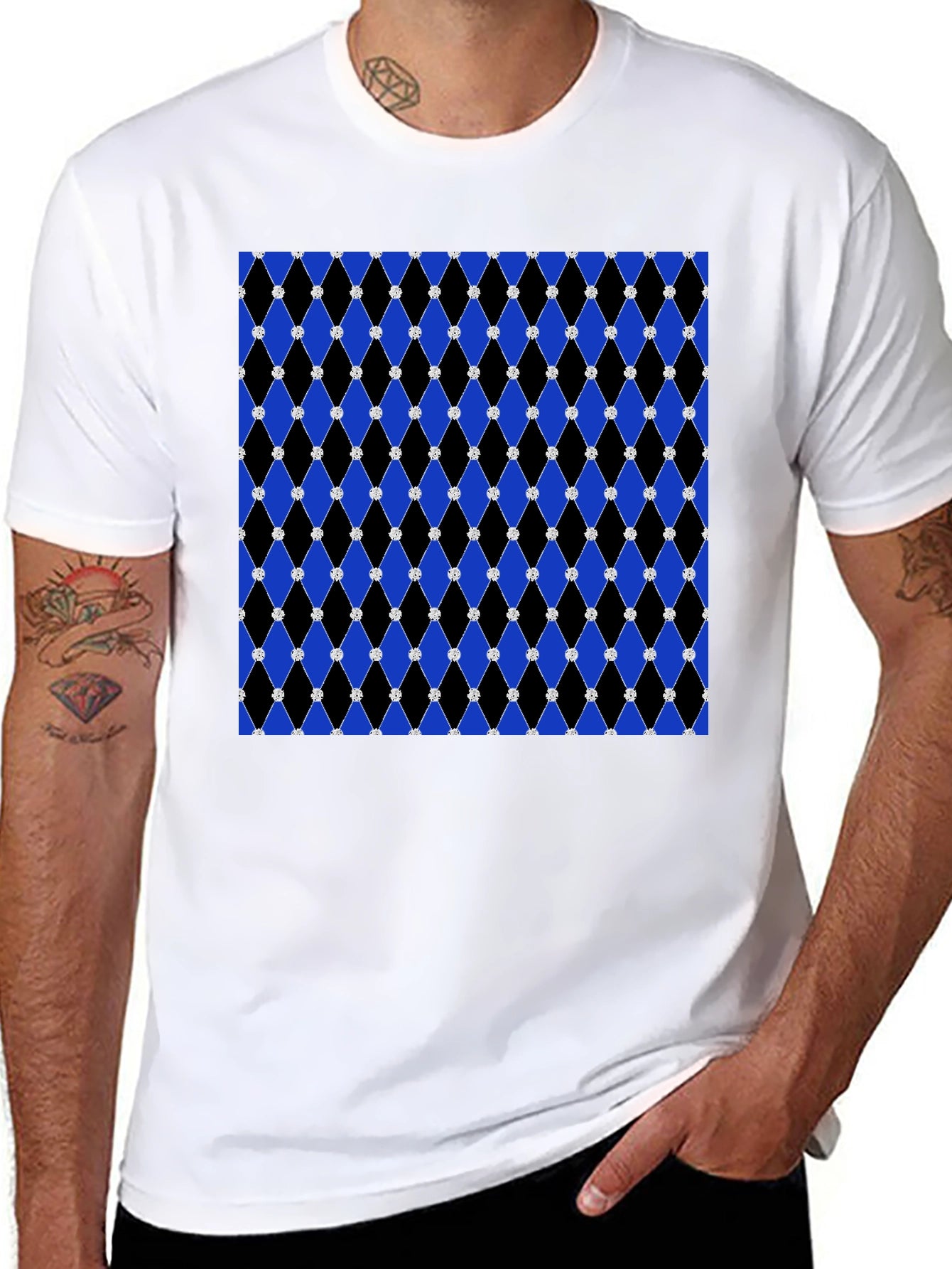 Stylish Black Tee with Diamond Pattern