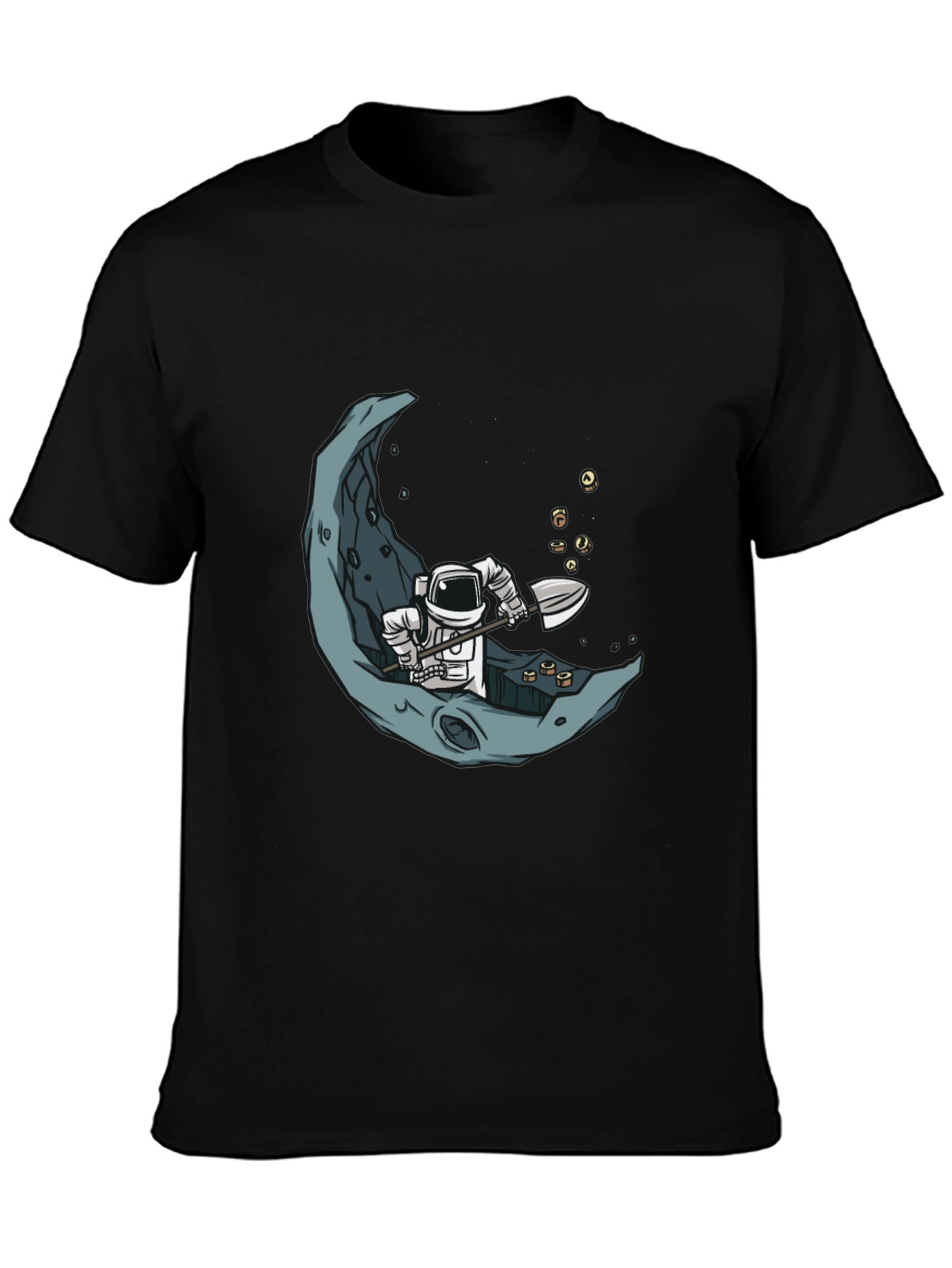 Astronaut Moon Mining Black T-Shirt
