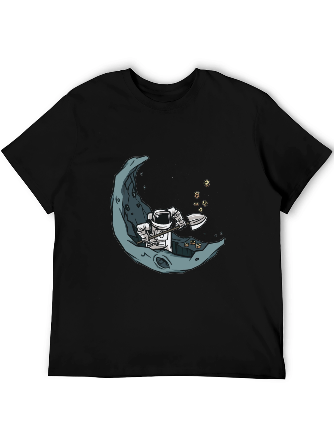 Astronaut Moon Mining Black T-Shirt