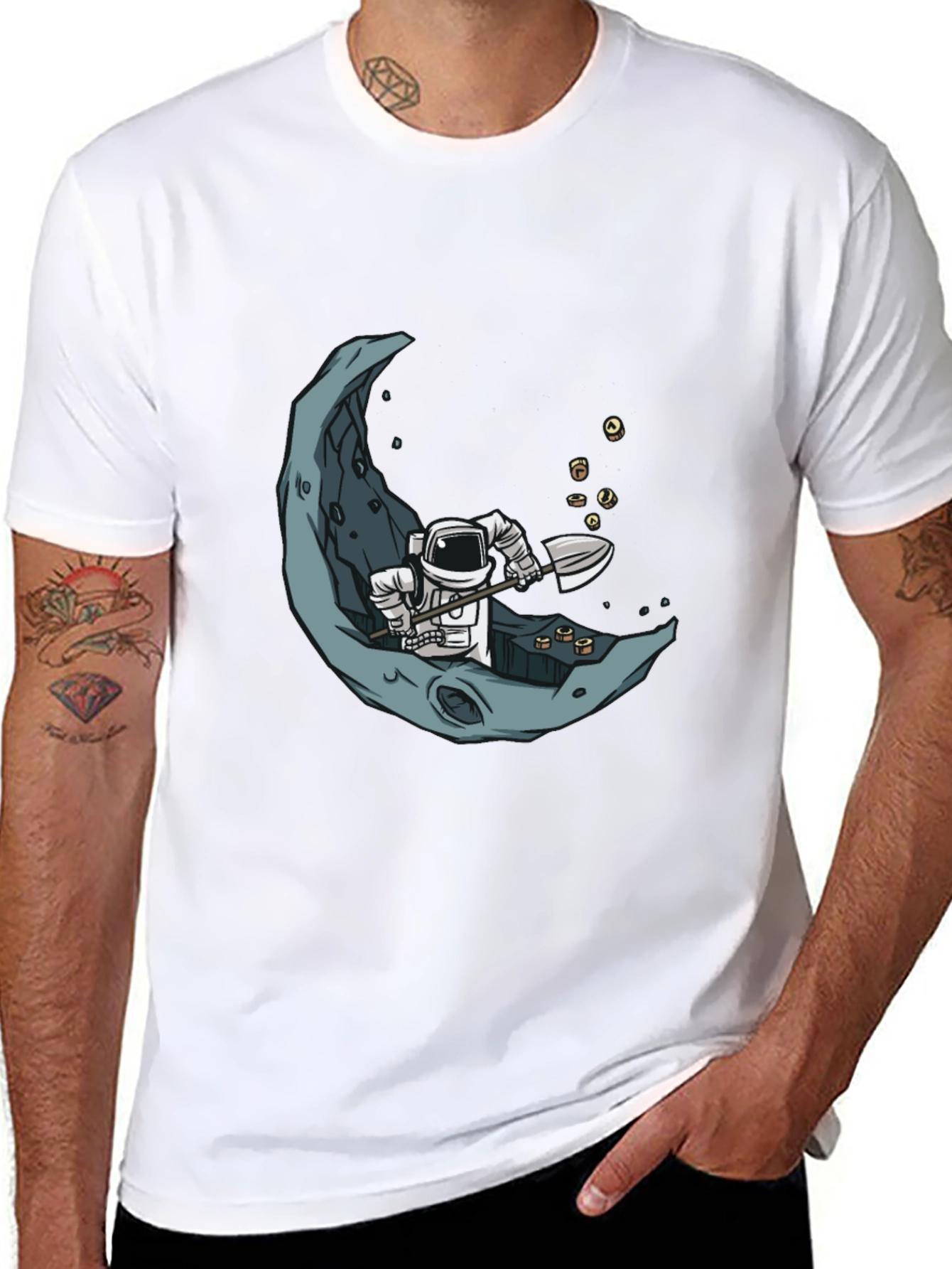 Astronaut Moon Mining Black T-Shirt