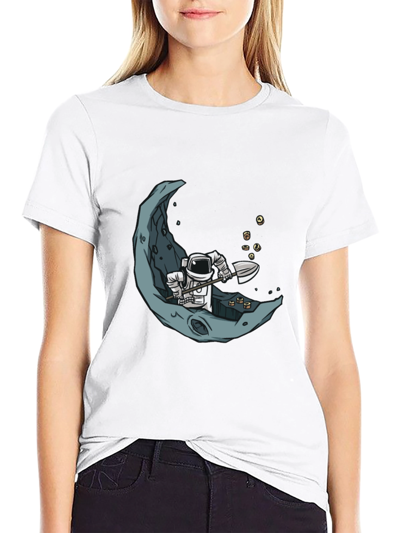 Astronaut Moon Mining Black T-Shirt