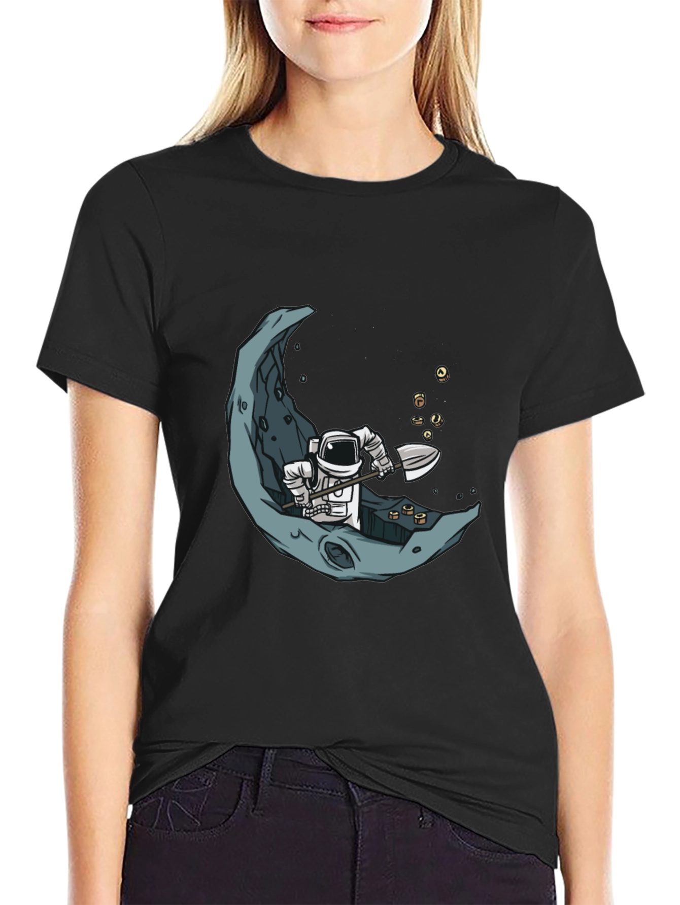 Astronaut Moon Mining Black T-Shirt