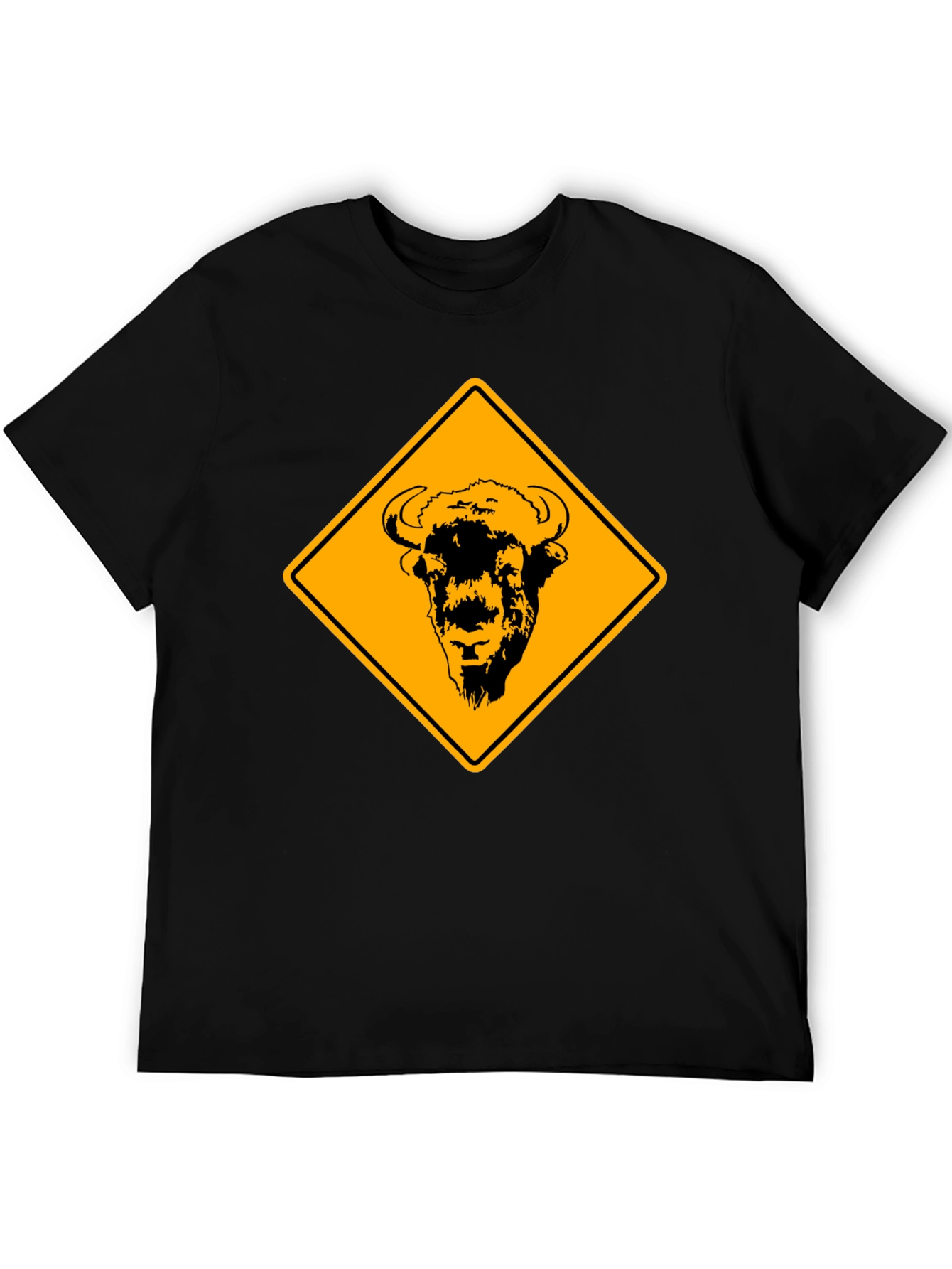 Bison Warning Sign Graphic Tee - Black