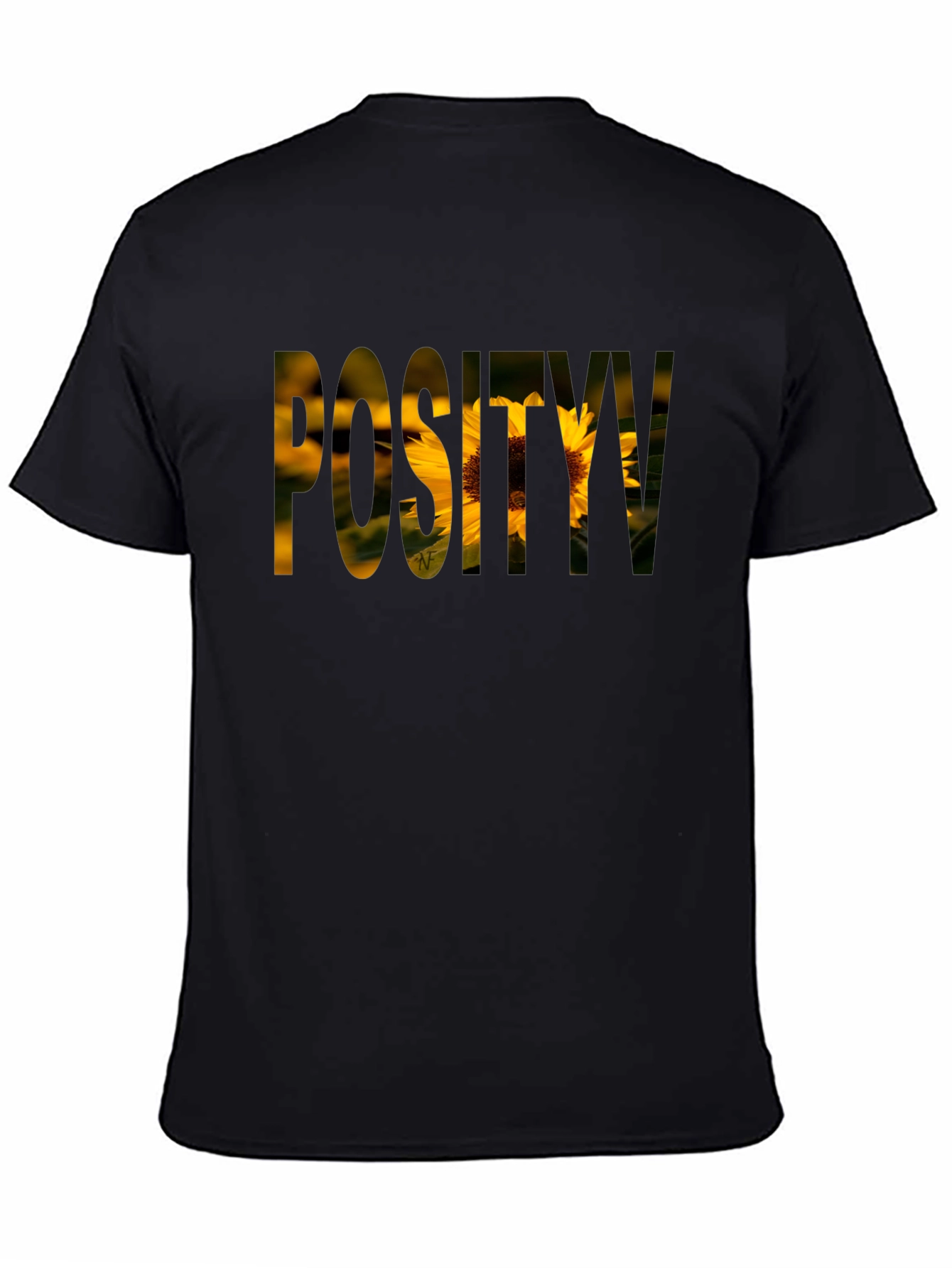 Positivity Sunflower Graphic Black T-Shirt
