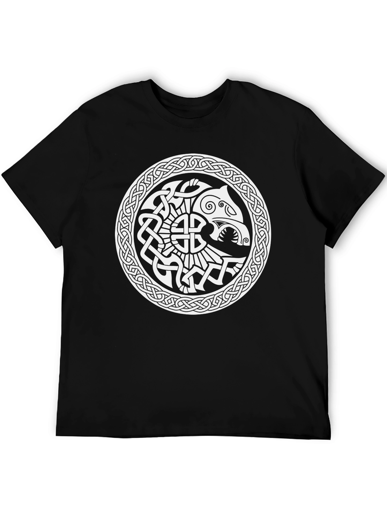 Celtic Knot Wolf Design Black T-Shirt