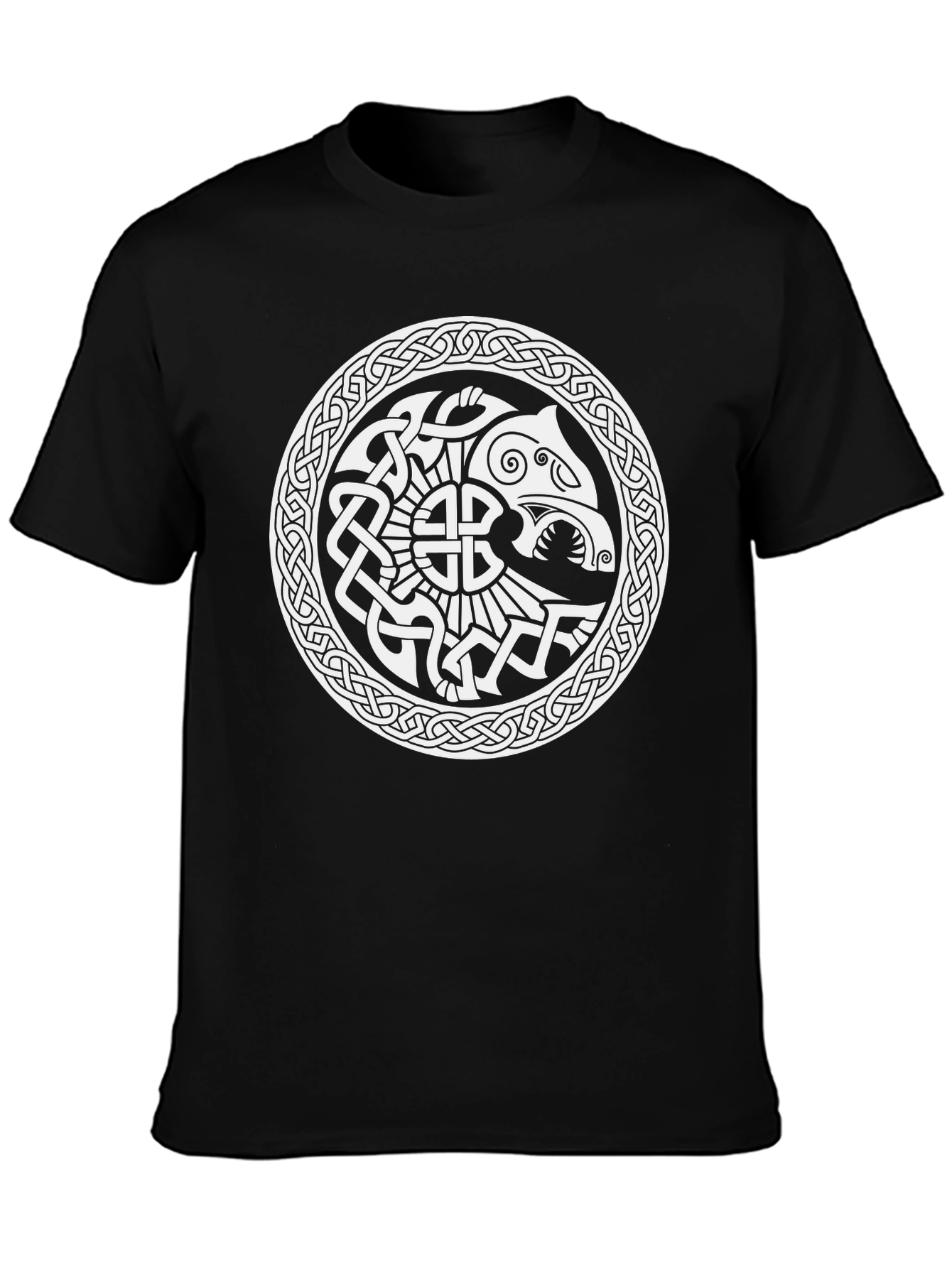 Celtic Knot Wolf Design Black T-Shirt