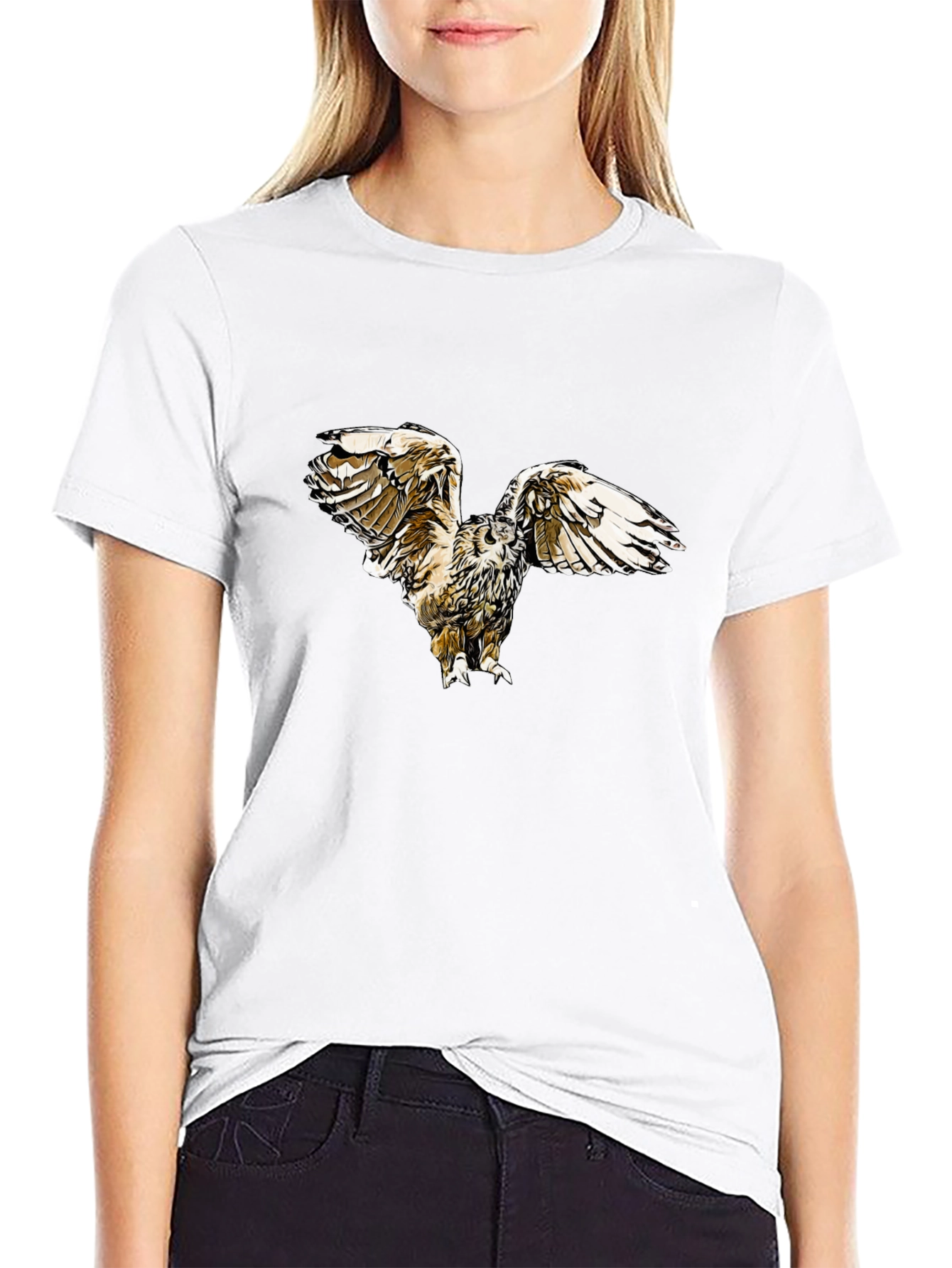 Owl Print Black T-Shirt