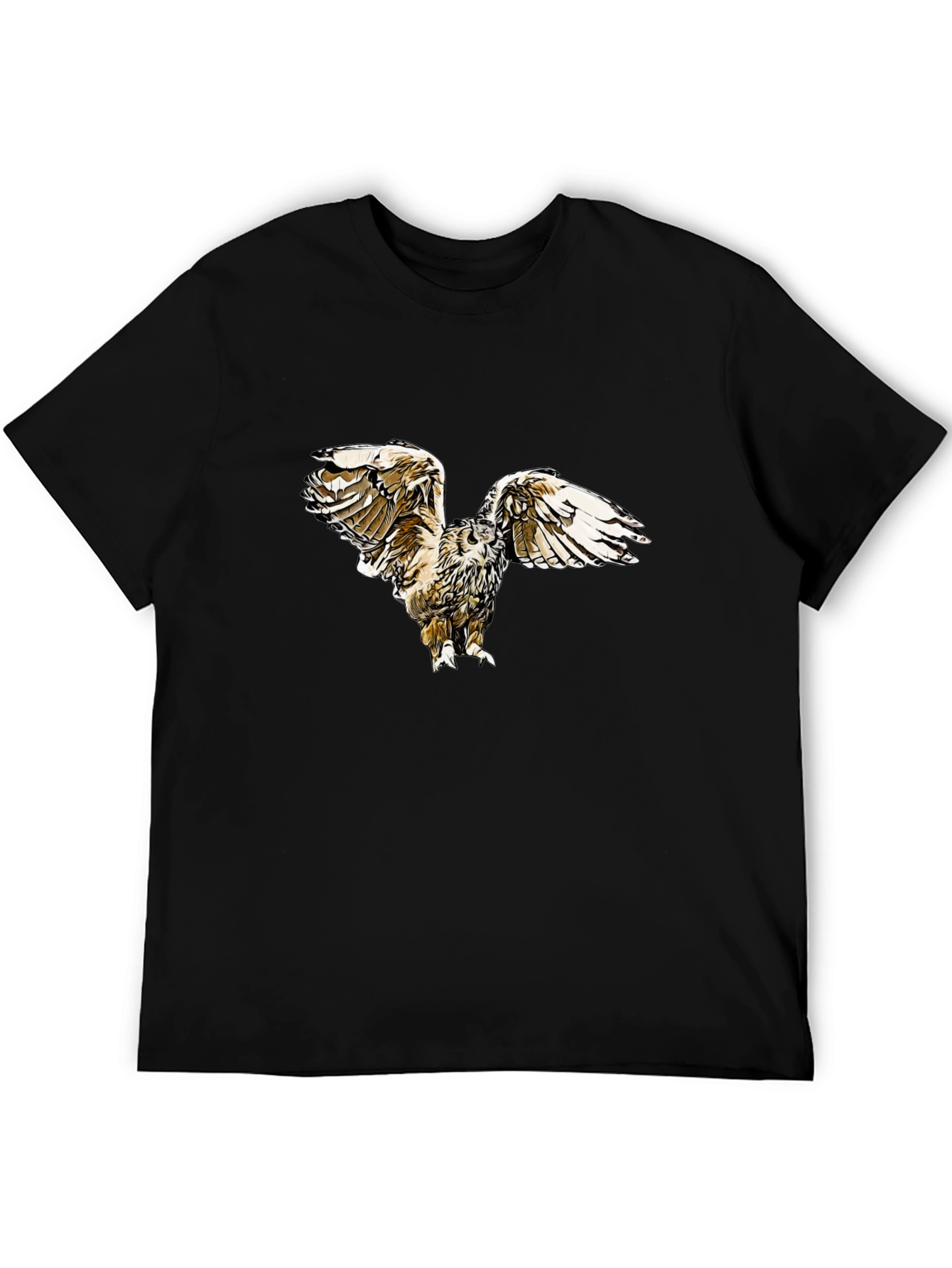 Owl Print Black T-Shirt
