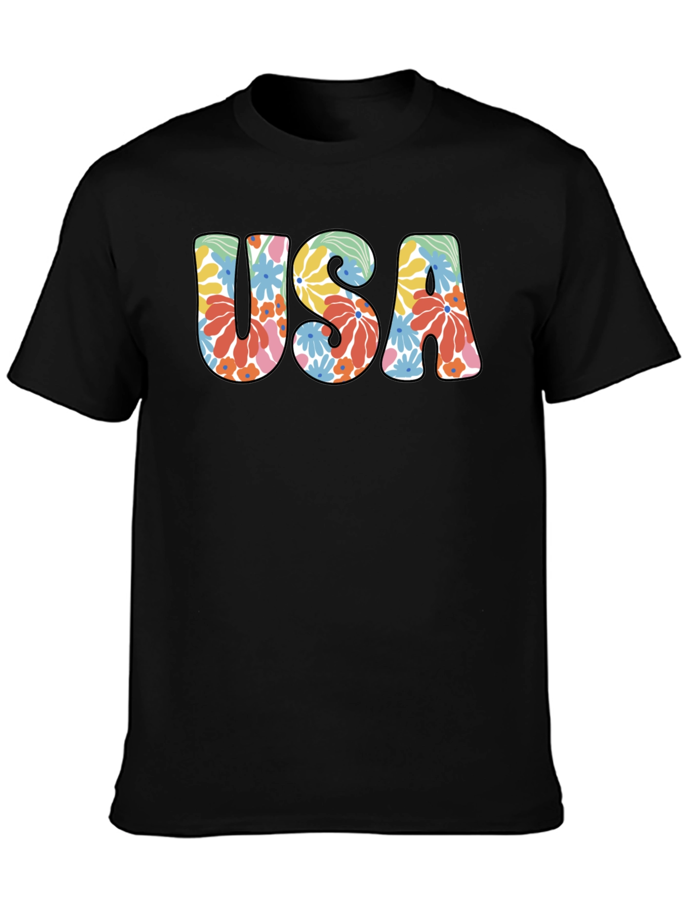 Floral USA Graphic Tee - Retro Style