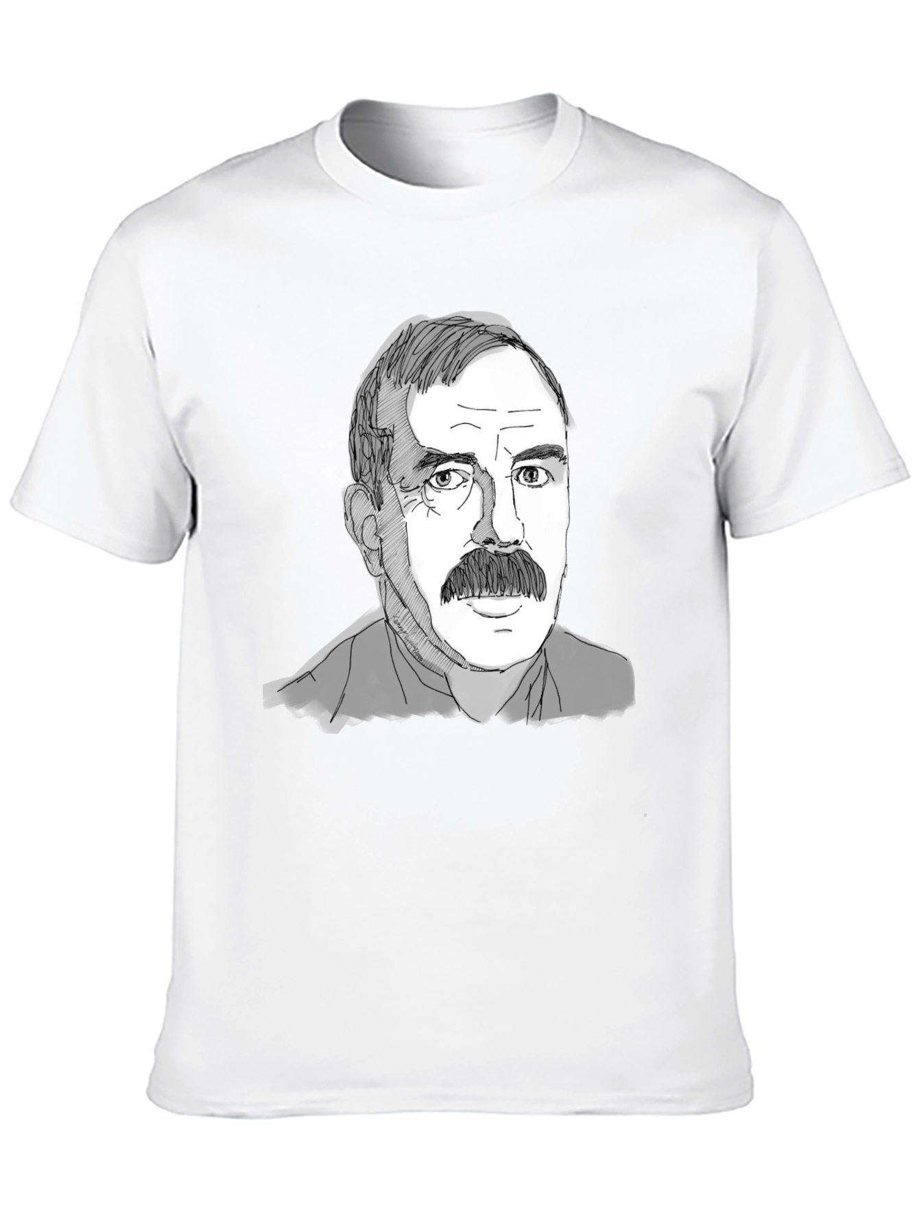 Mustache Man Tee - Graphic Print Black T-Shirt