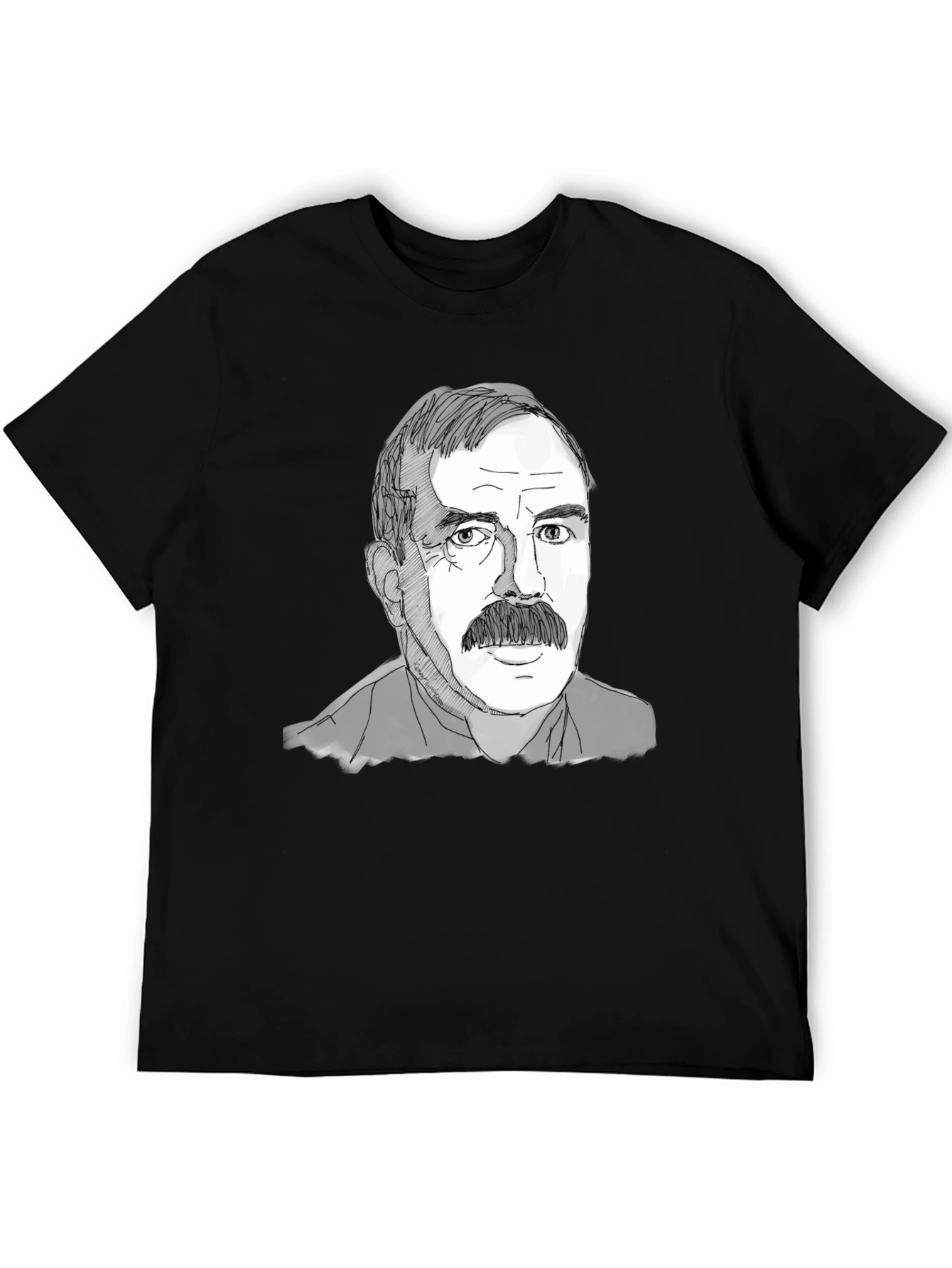 Mustache Man Tee - Graphic Print Black T-Shirt