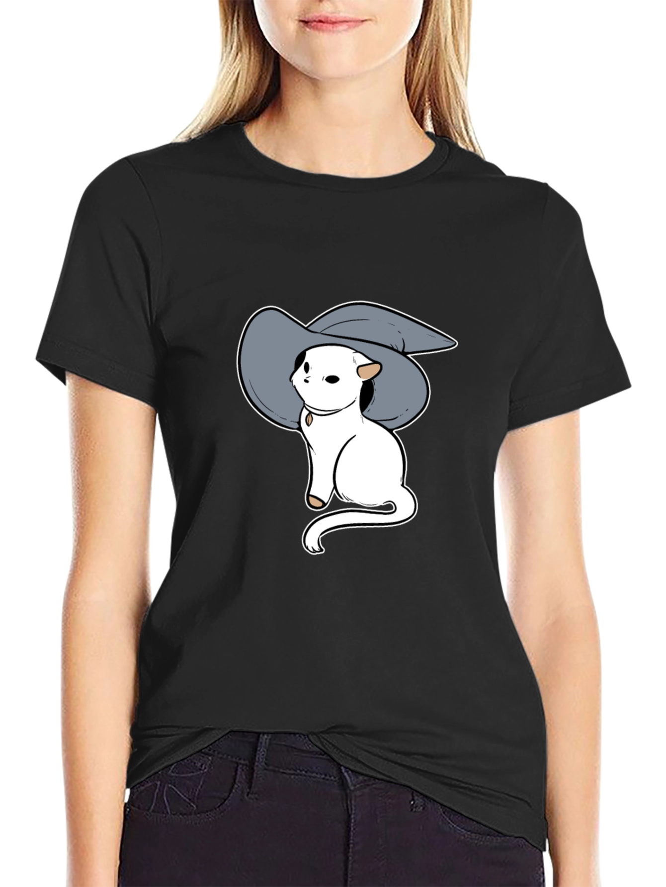 Witch Cat T-Shirt - Black Cotton Tee