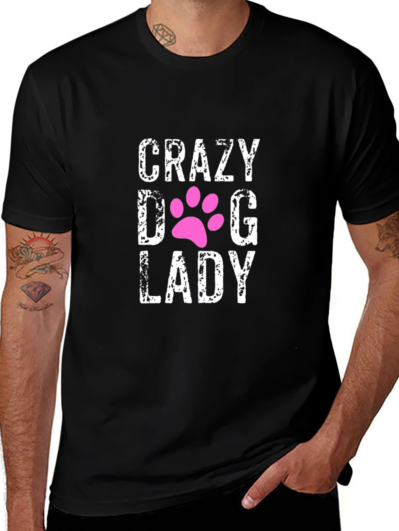 Crazy Dog Lady Black Graphic T-Shirt