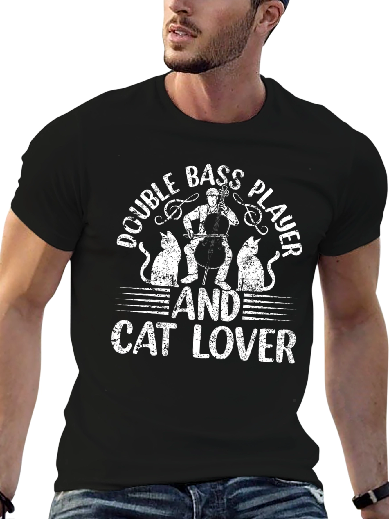 Double Bass Player and Cat Lover T-Shirt