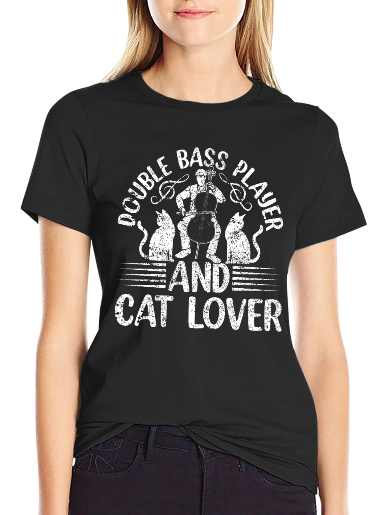 Double Bass Player and Cat Lover T-Shirt