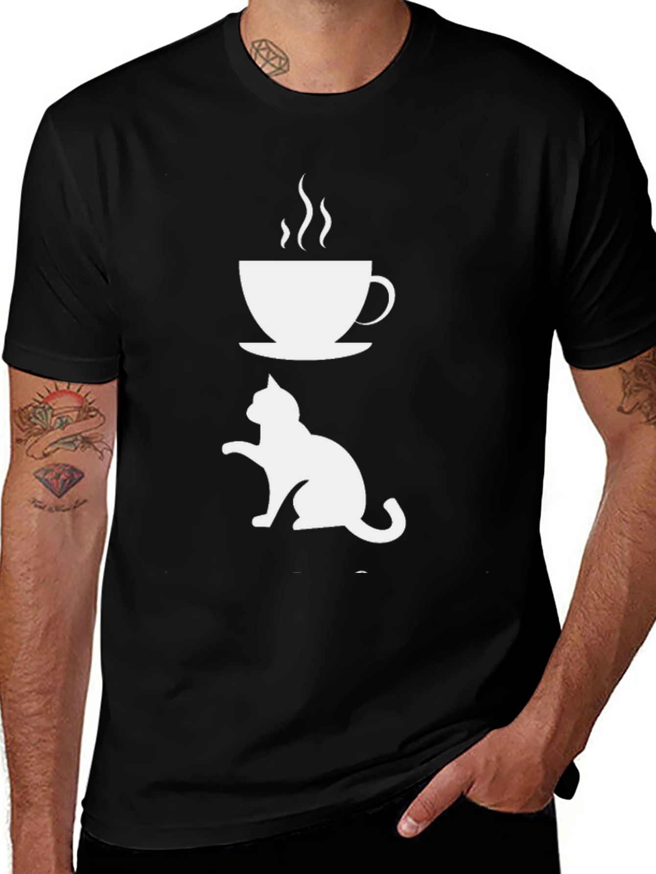 Cat & Coffee T-Shirt - Cool Graphic Tee