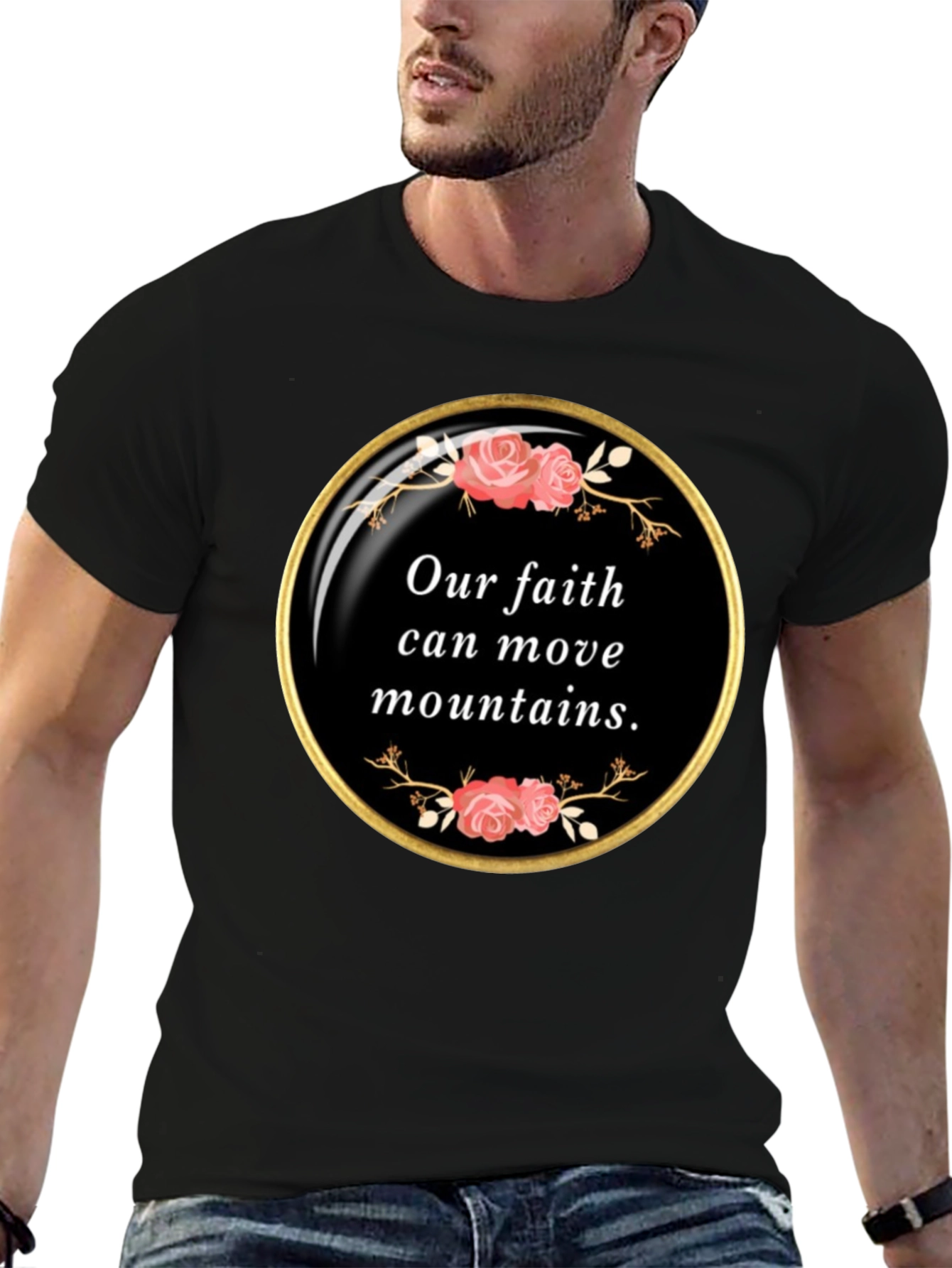 Faith Moves Mountains Black T-Shirt