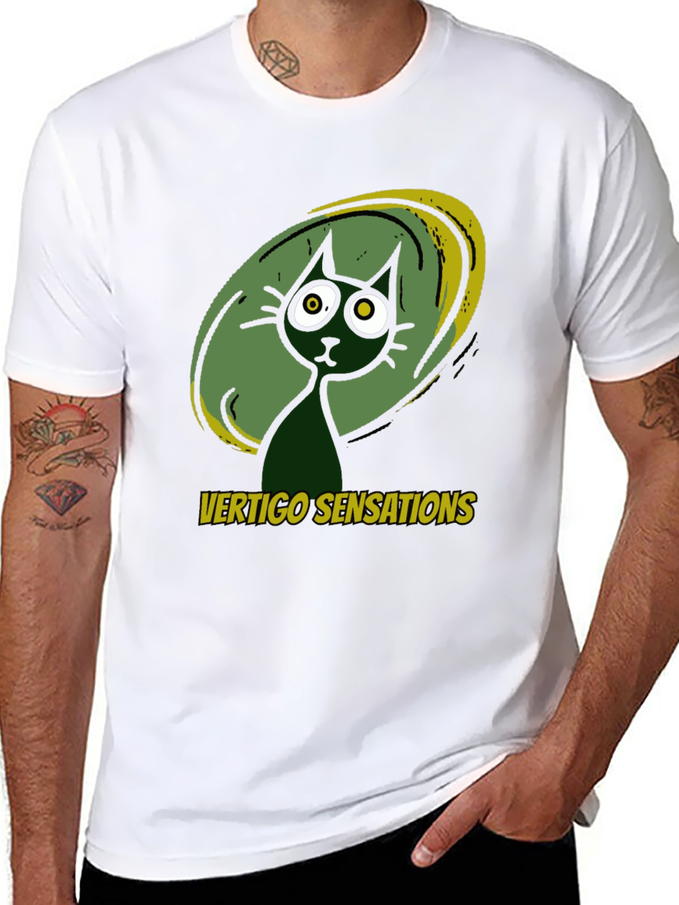 Vertigo Sensations Cat Graphic Tee - Black