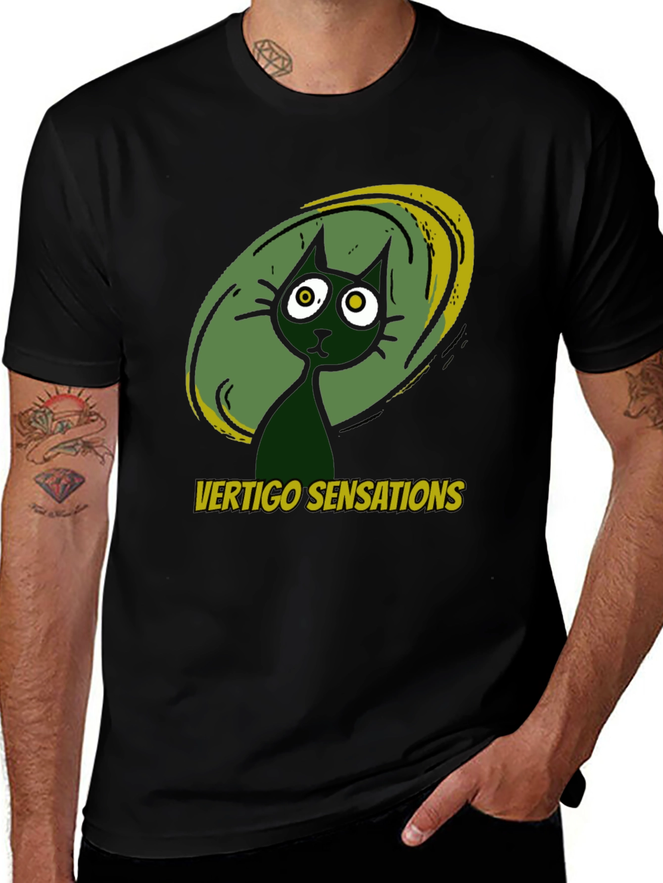 Vertigo Sensations Cat Graphic Tee - Black