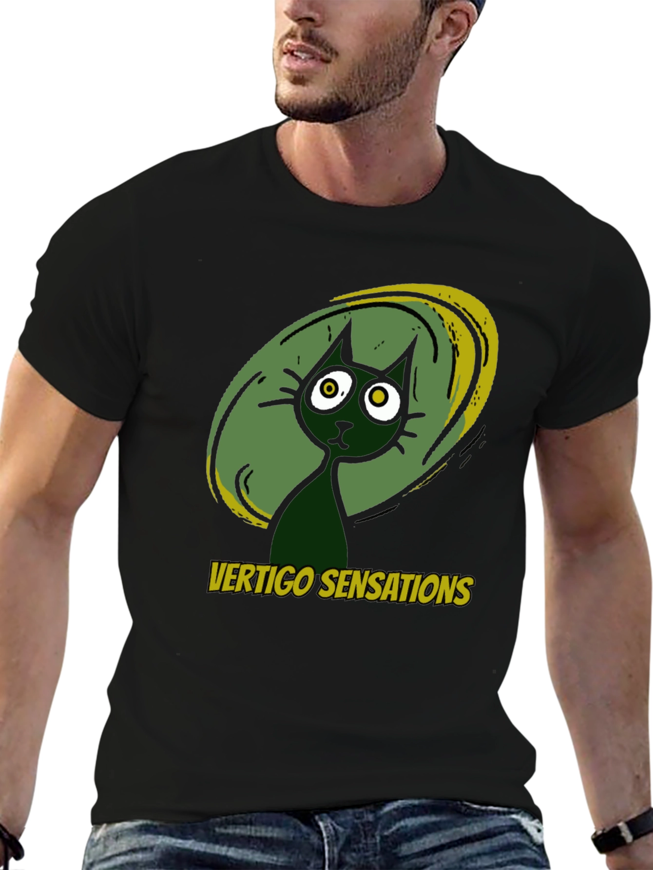 Vertigo Sensations Cat Graphic Tee - Black