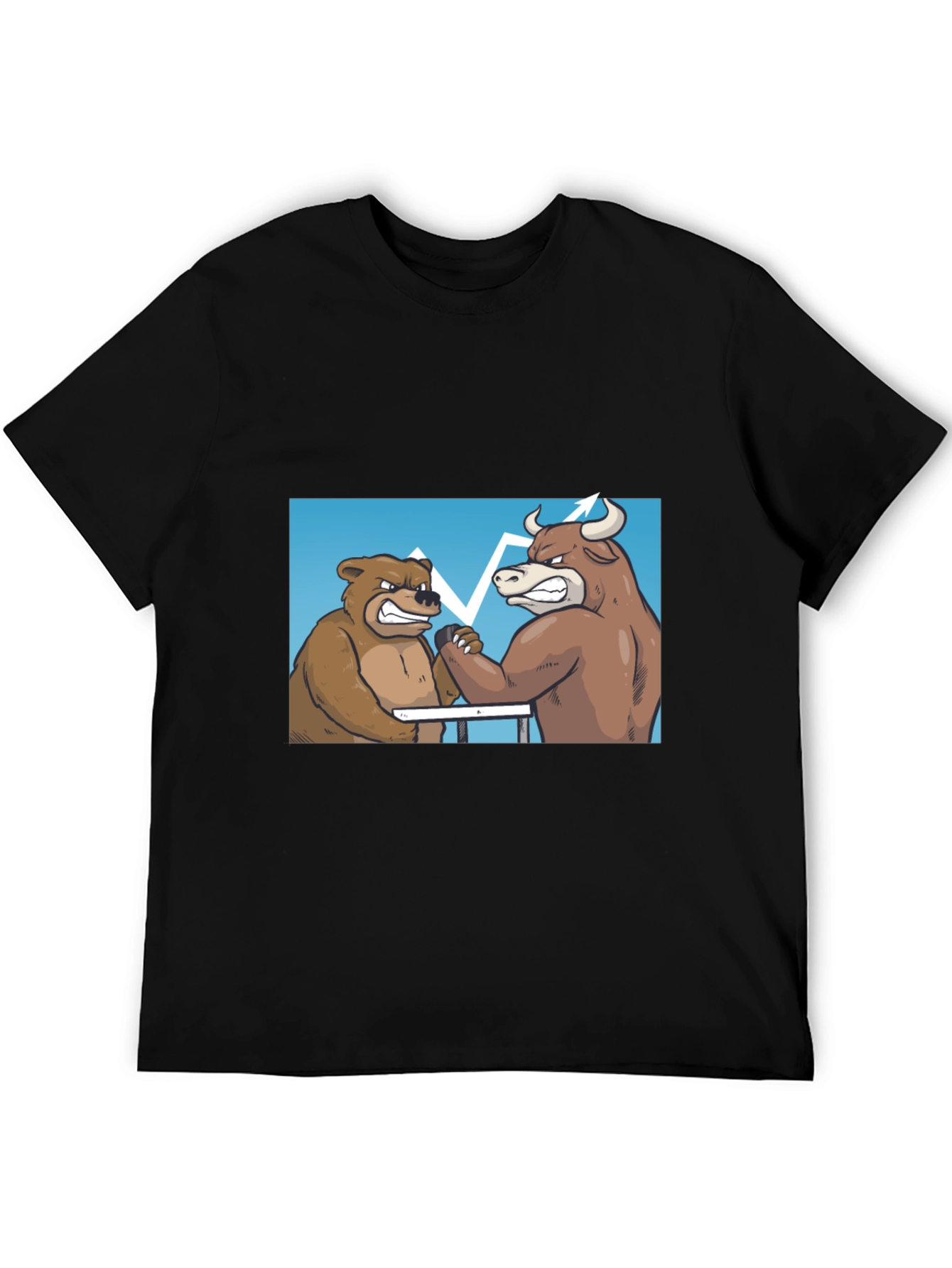 Bull vs Bear Arm Wrestling Tee