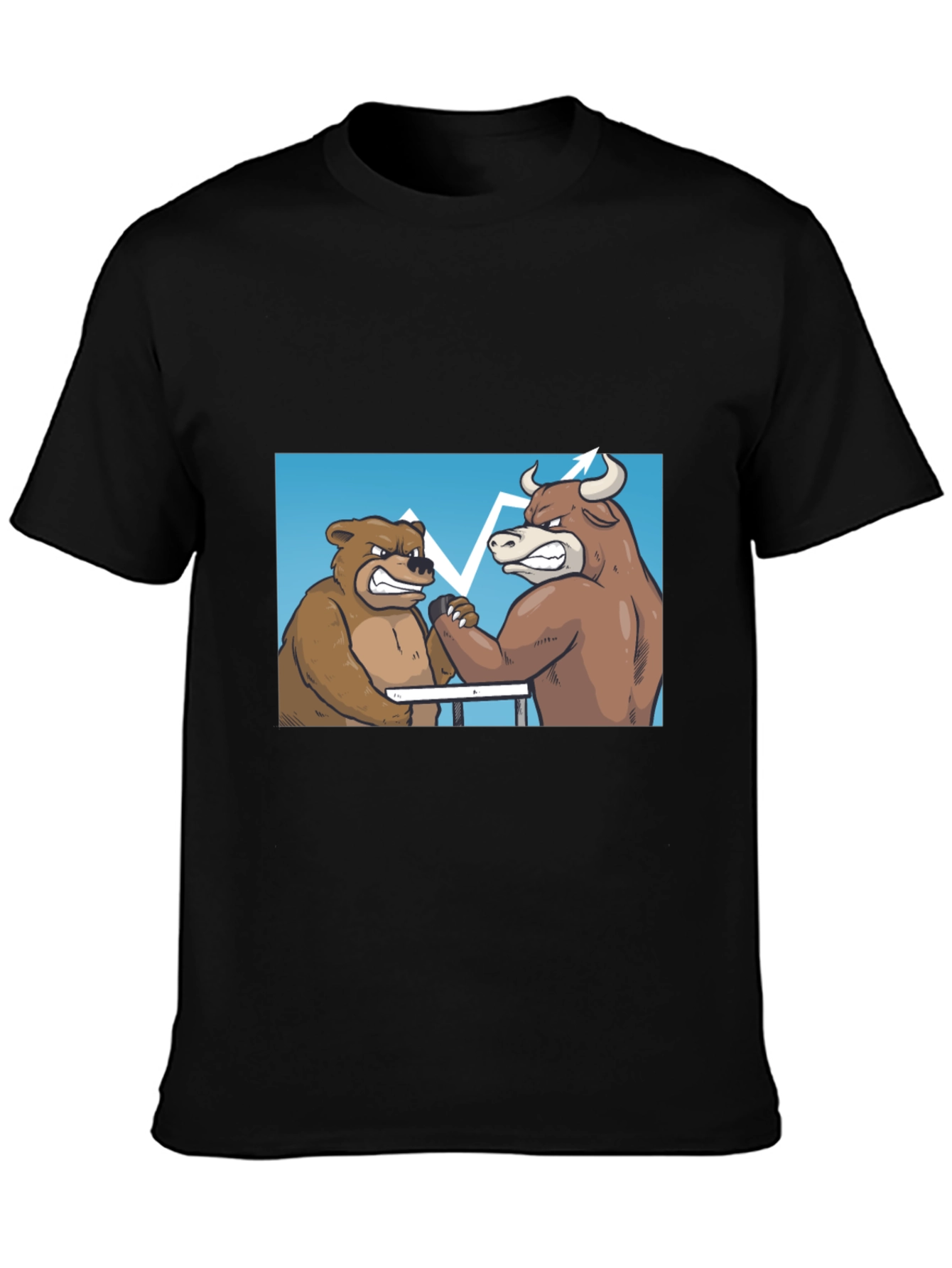 Bull vs Bear Arm Wrestling Tee