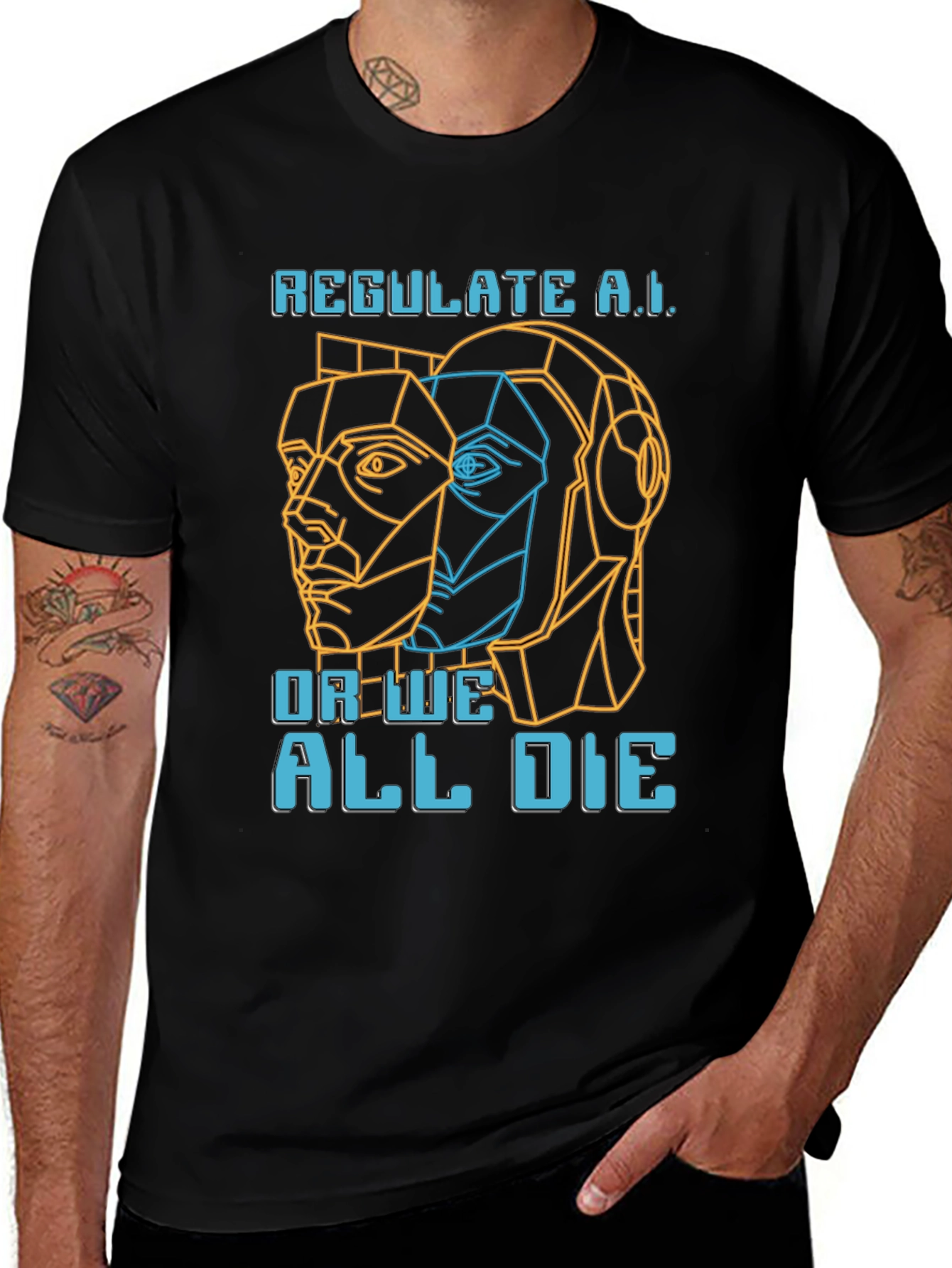 Regulate AI Graphic Tee - Black Crew Neck