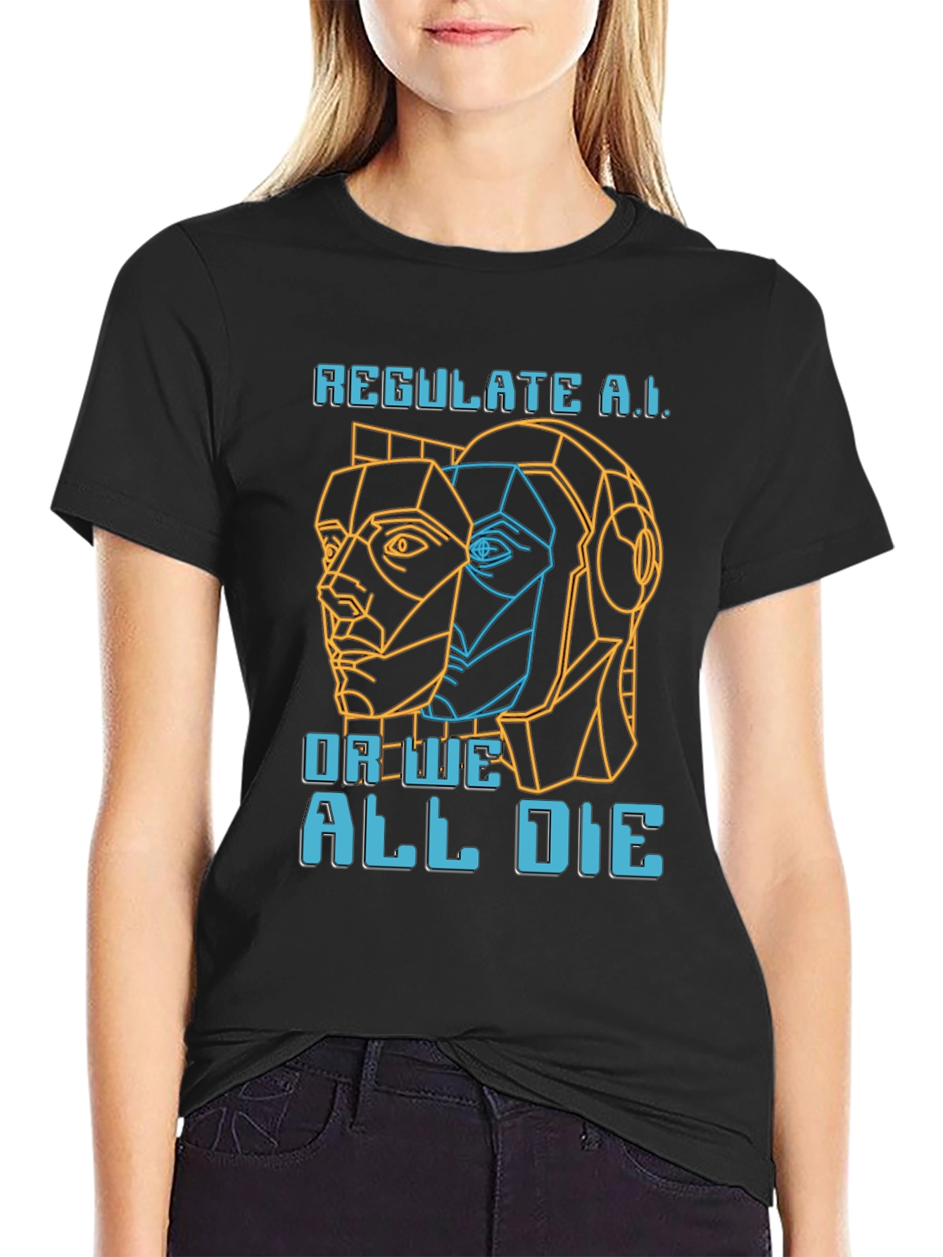 Regulate AI Graphic Tee - Black Crew Neck