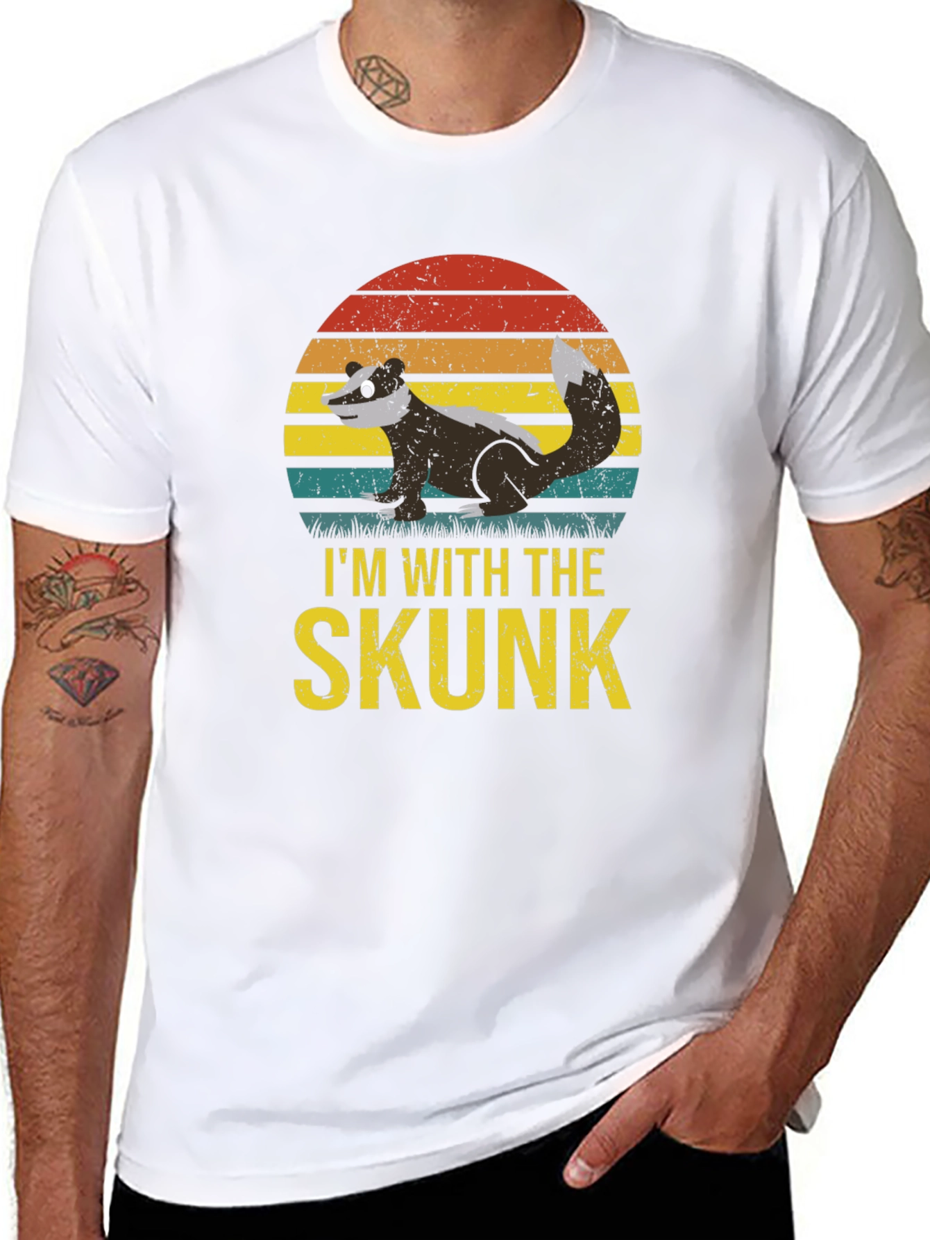 Im With The Skunk T-Shirt Black Cotton Graphic Tee