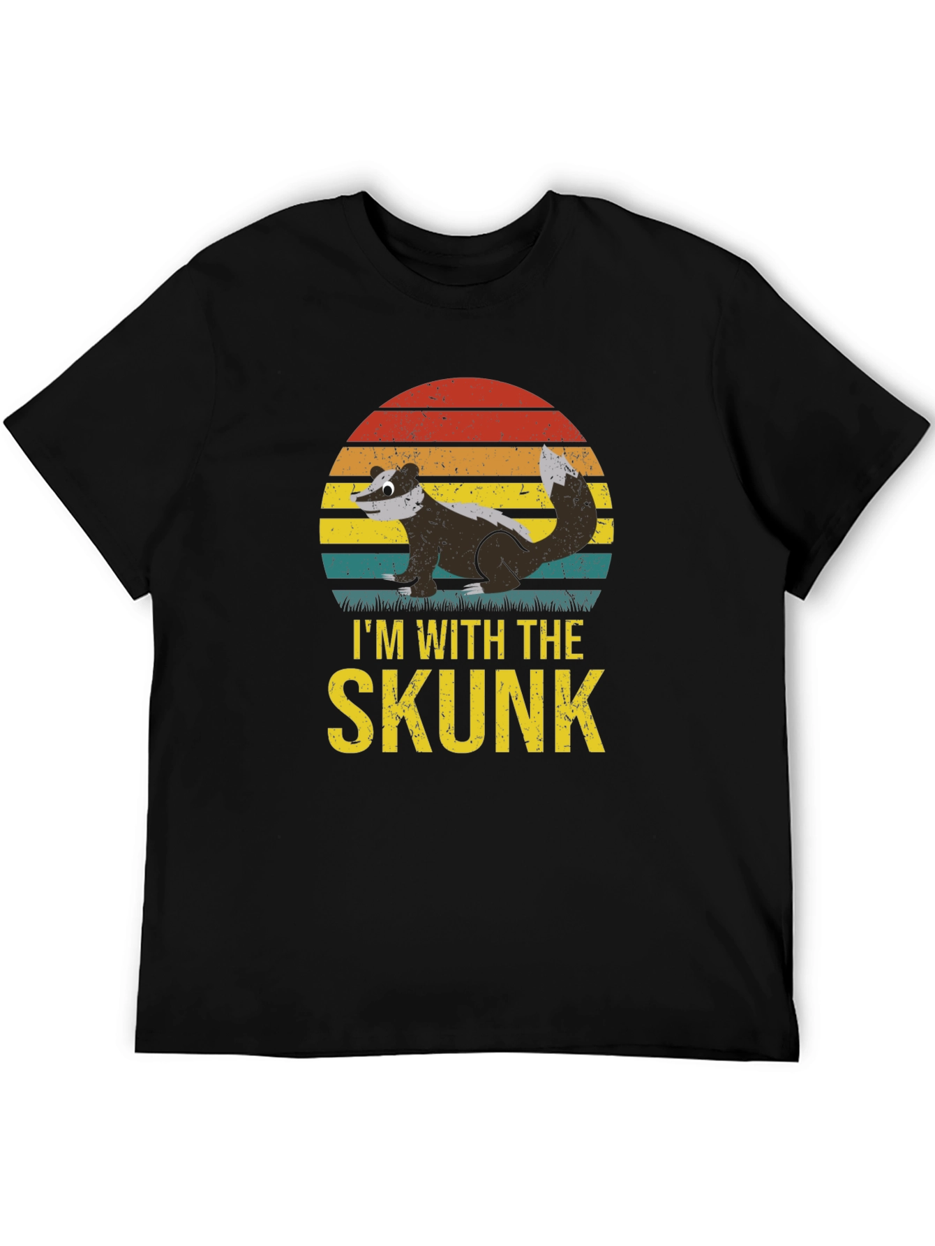 Im With The Skunk T-Shirt Black Cotton Graphic Tee