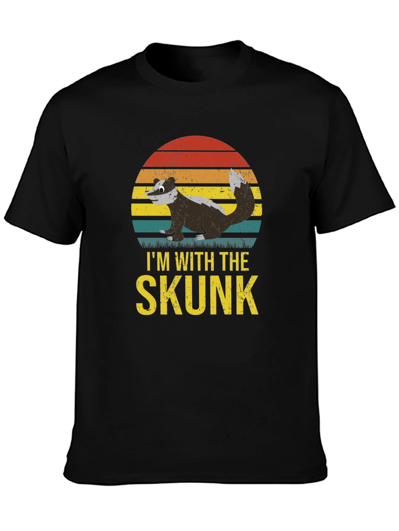 Im With The Skunk T-Shirt Black Cotton Graphic Tee