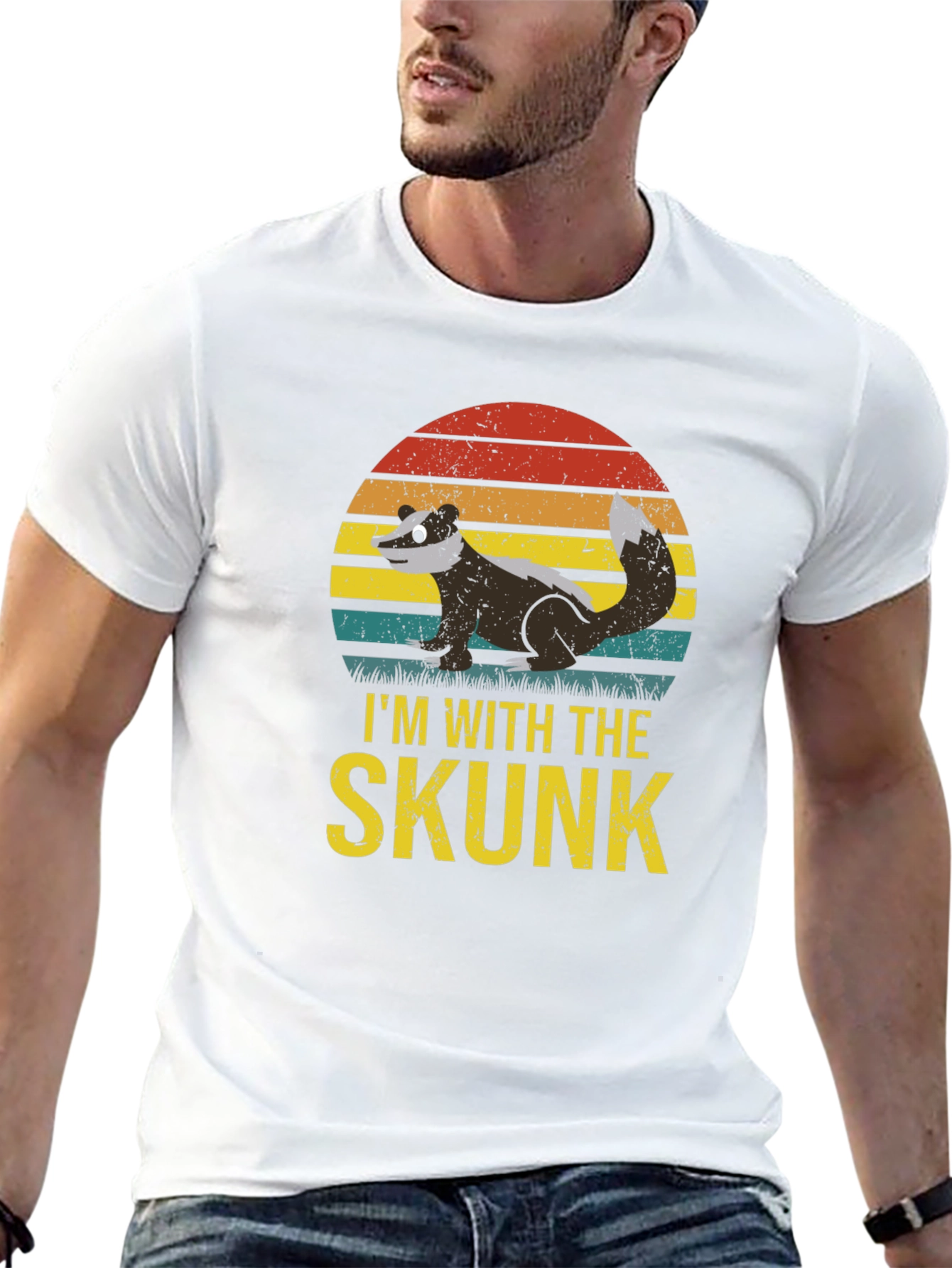 Im With The Skunk T-Shirt Black Cotton Graphic Tee