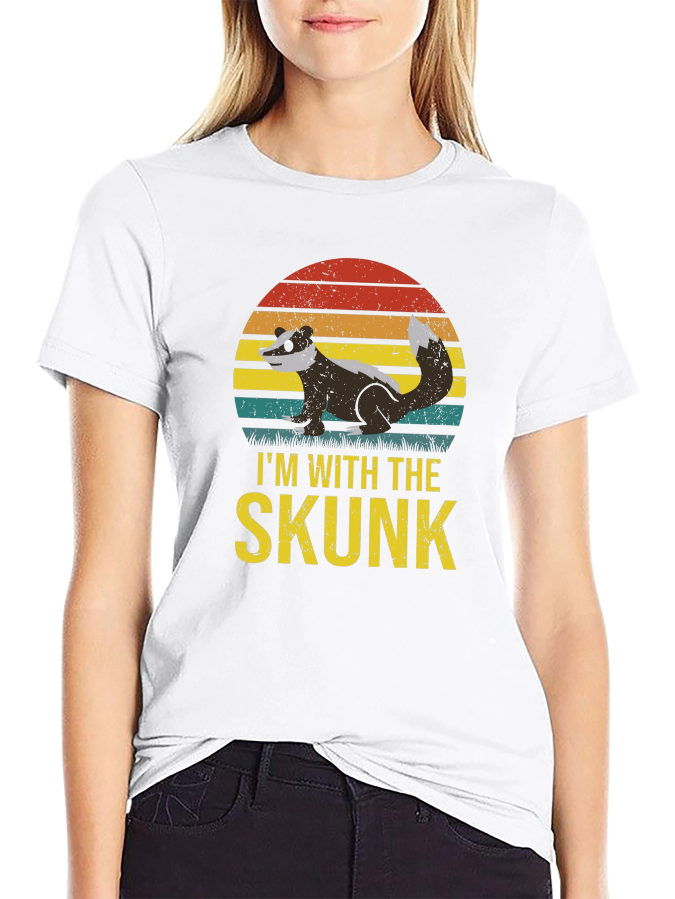 Im With The Skunk T-Shirt Black Cotton Graphic Tee