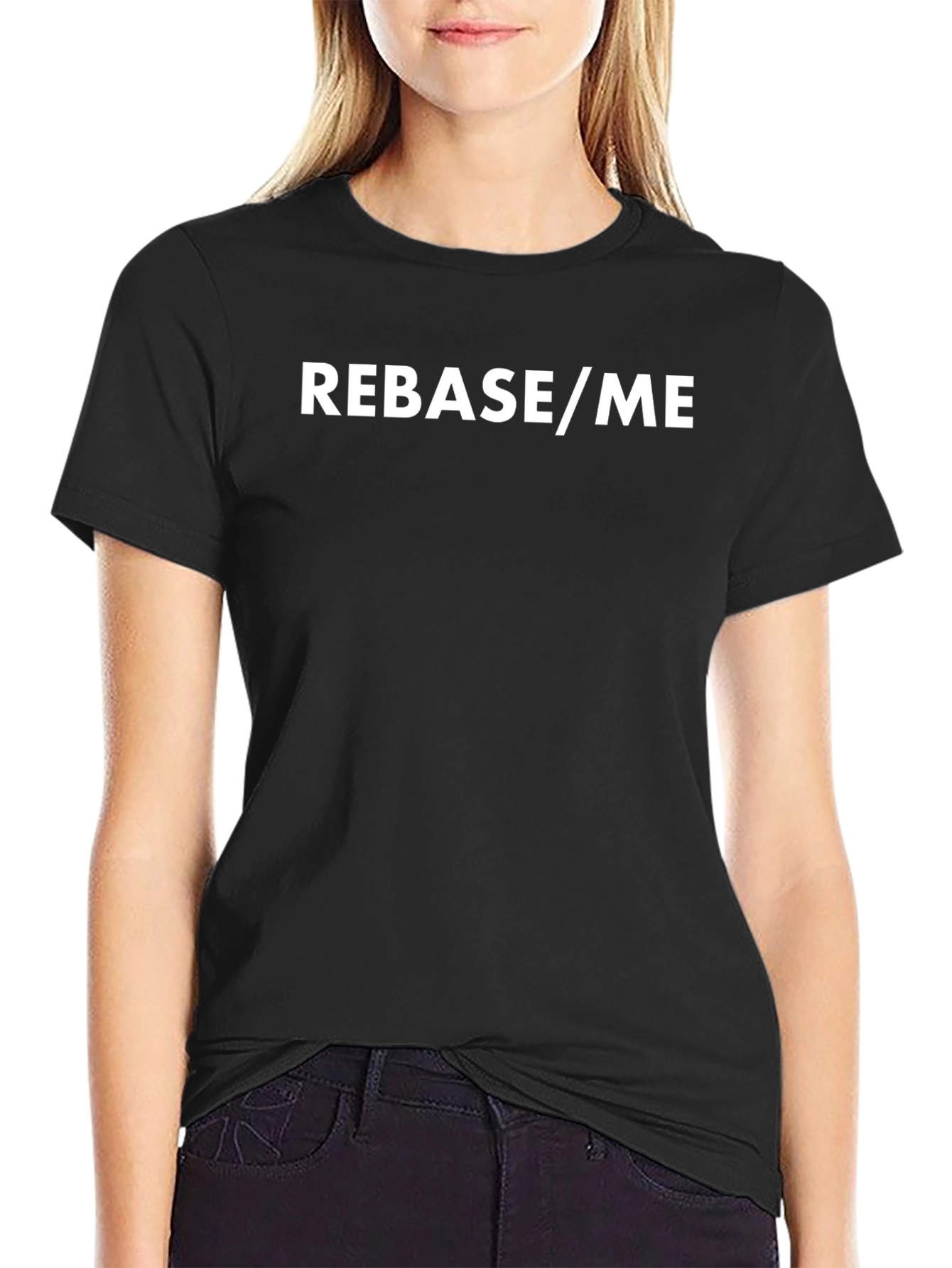 Rebase/Me Black T-Shirt - Coding Humor Tee