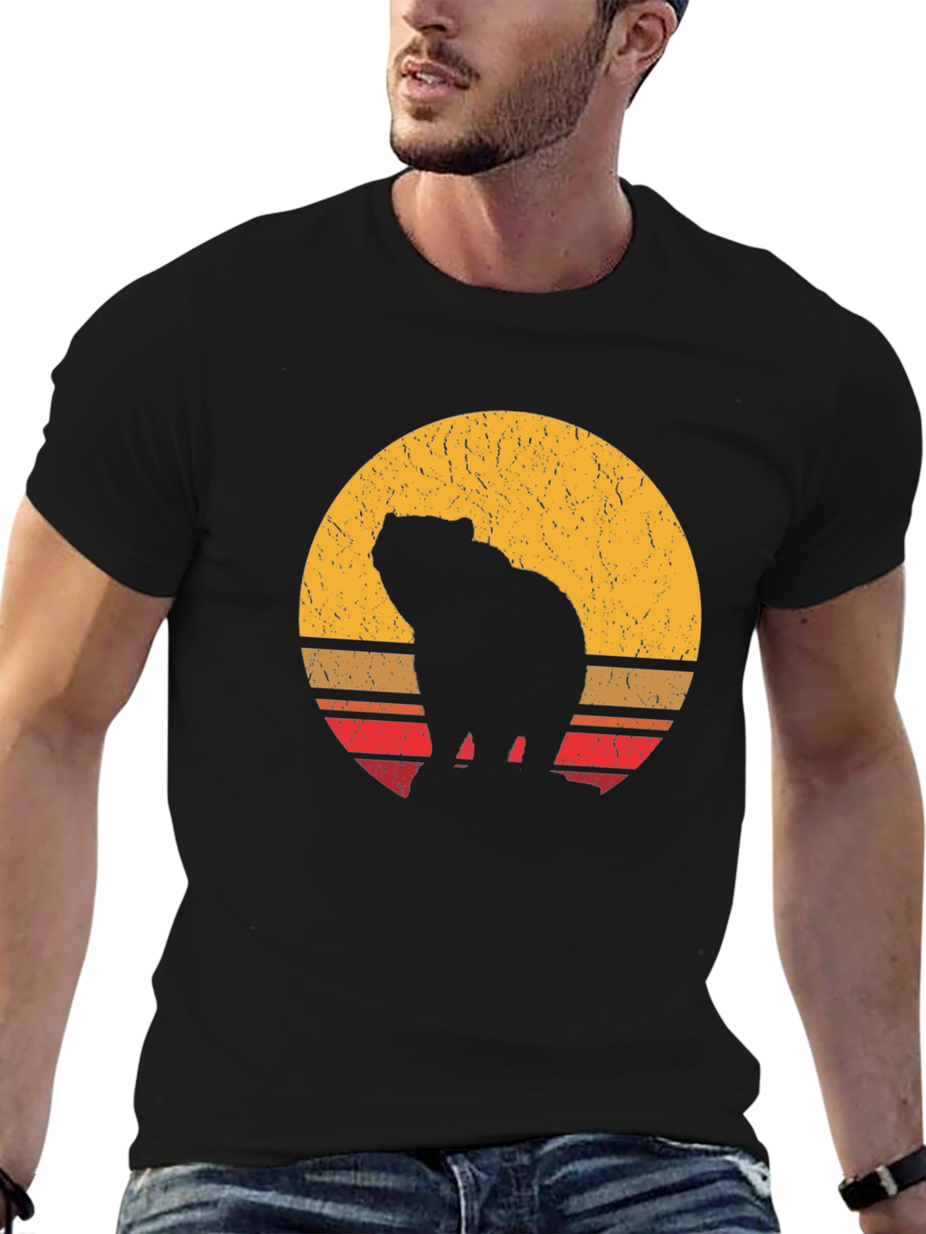 Retro Bear Silhouette Graphic T-Shirt