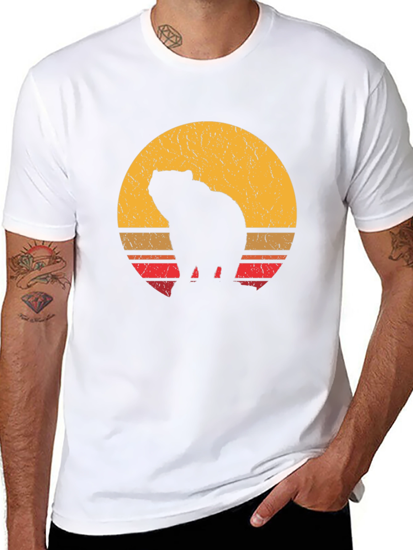 Retro Bear Silhouette Graphic T-Shirt