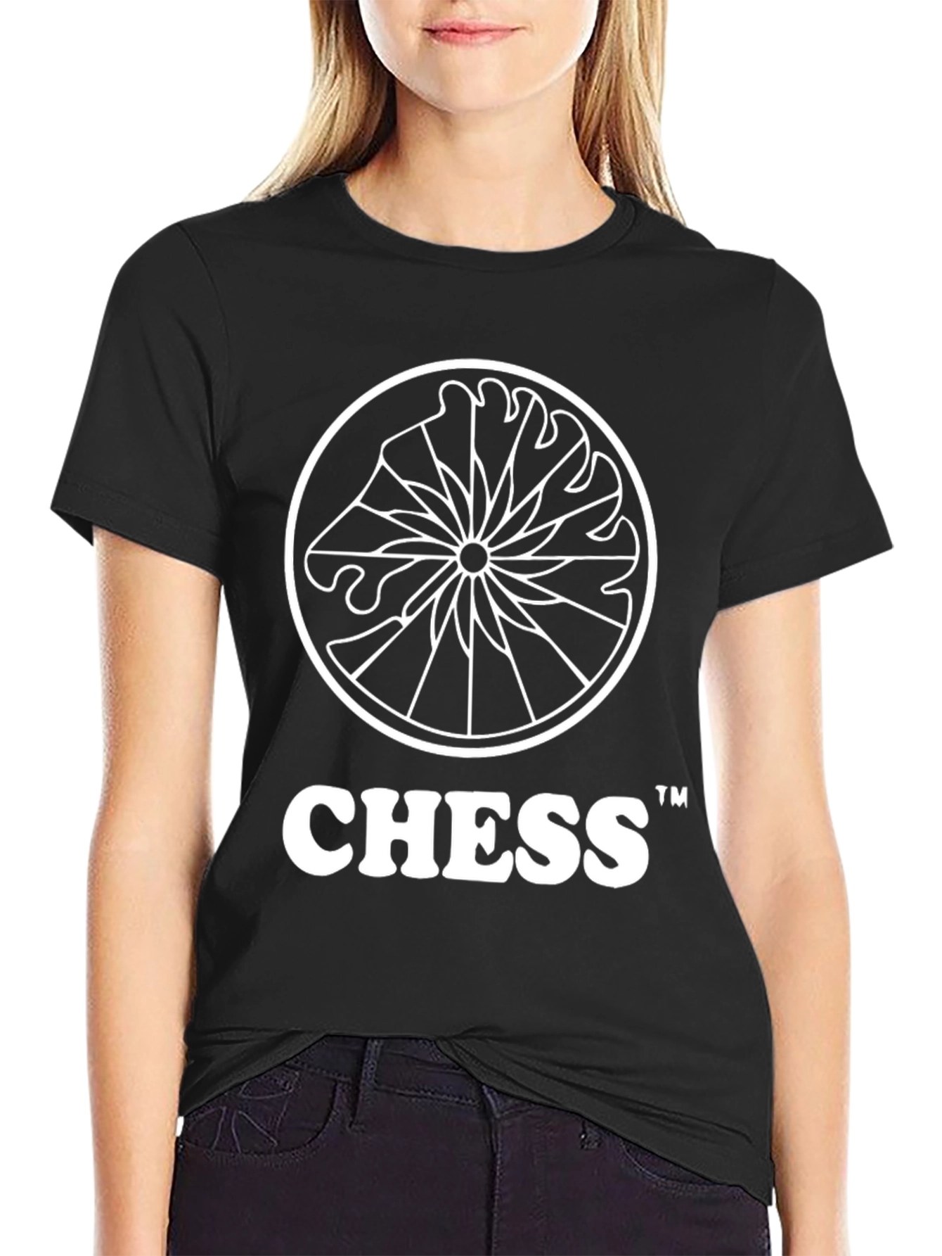 Chess Knight Graphic Tee - Black Cotton T-Shirt