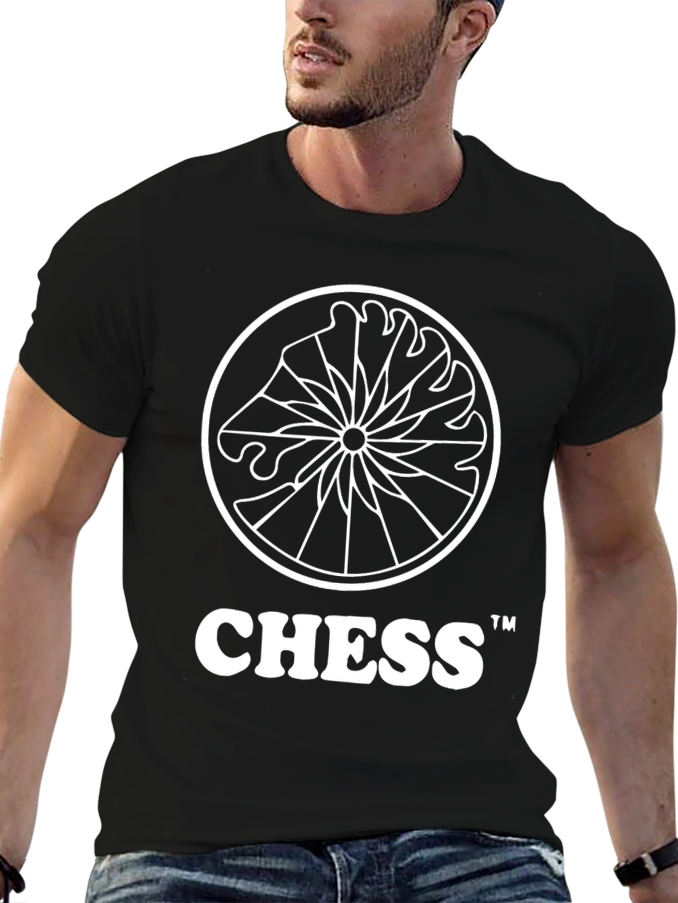 Chess Knight Graphic Tee - Black Cotton T-Shirt
