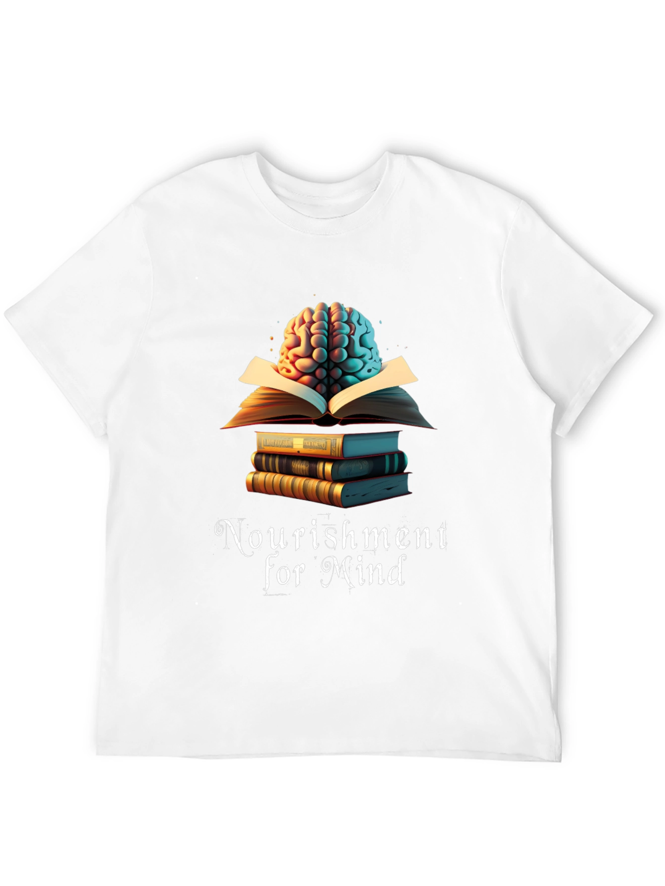 Nourishment for Mind T-Shirt: Brain & Books Design