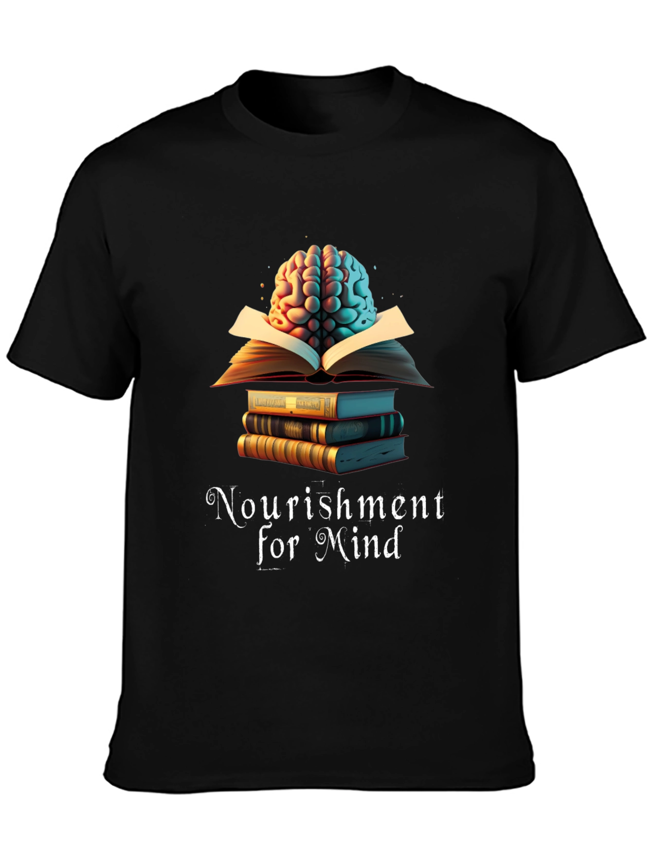 Nourishment for Mind T-Shirt: Brain & Books Design