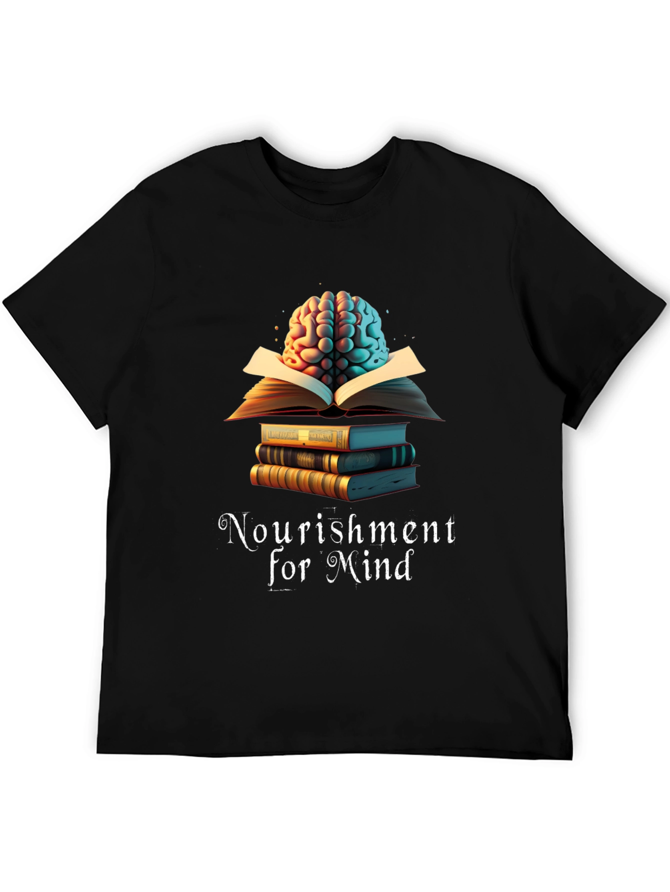 Nourishment for Mind T-Shirt: Brain & Books Design